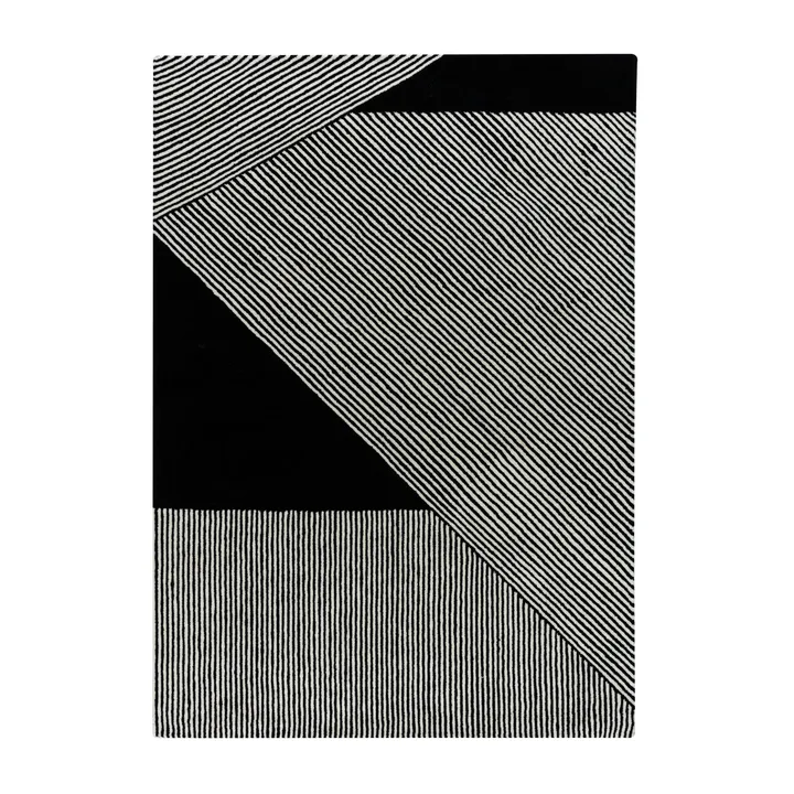 条纹黑色羊毛地毯 - 170x240cm - NJRD