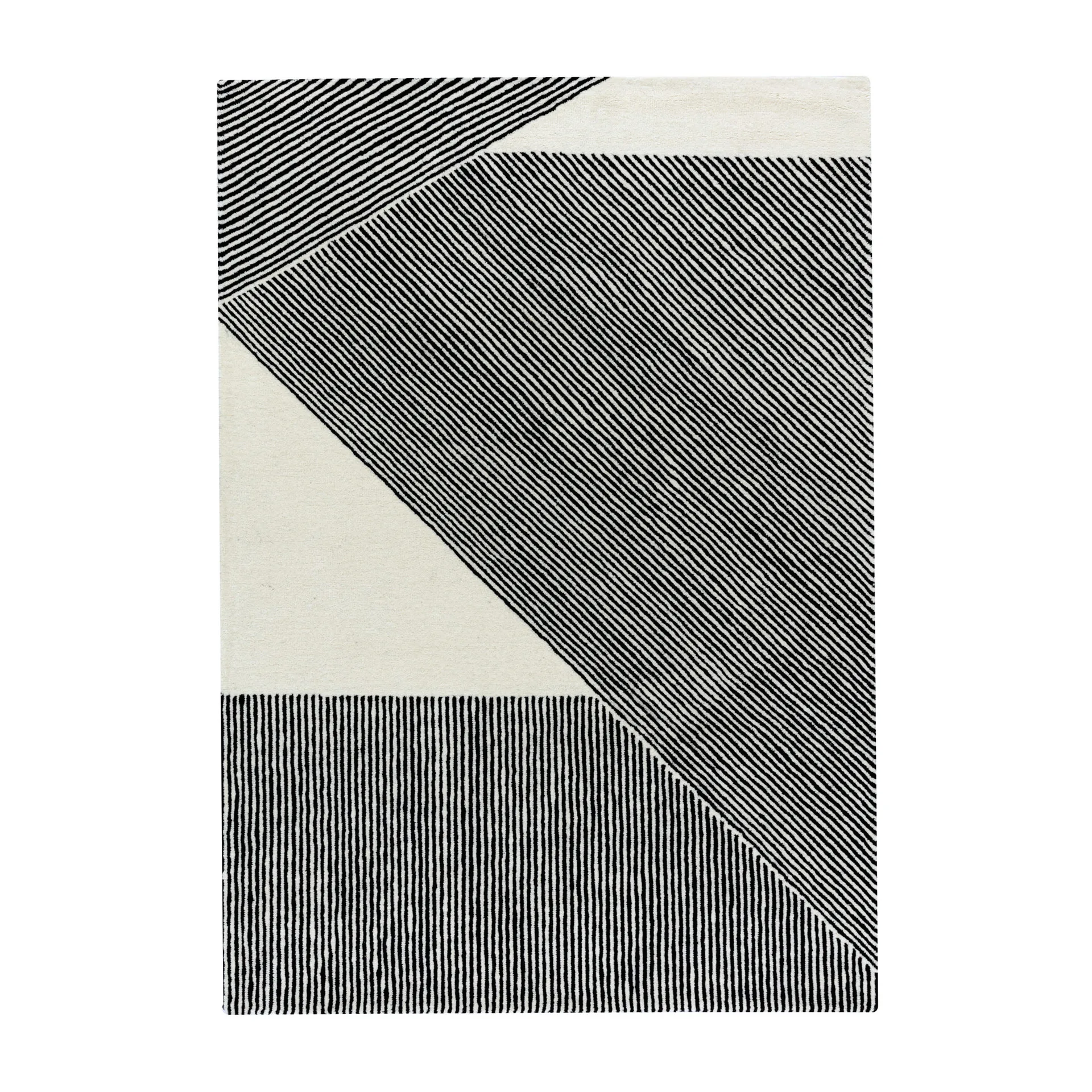条纹天然白色羊毛地毯, 170x240cm NJRD