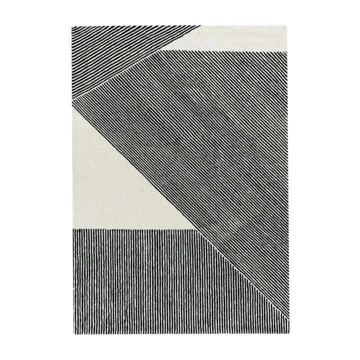 条纹天然白色羊毛地毯 - 170x240cm - NJRD