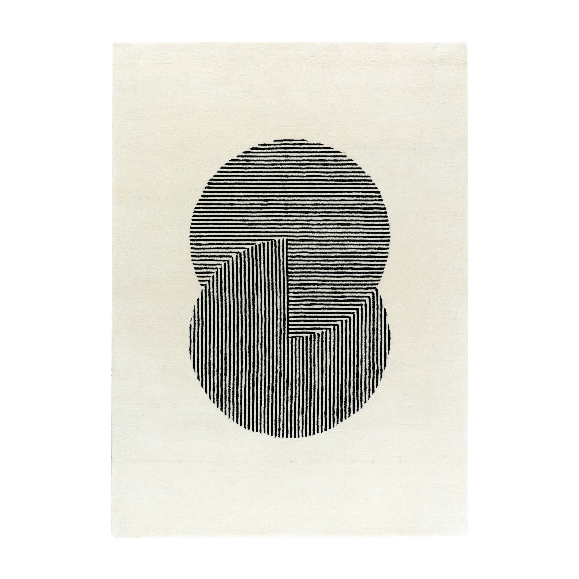 圆形天然白色羊毛地毯, 170x240cm NJRD