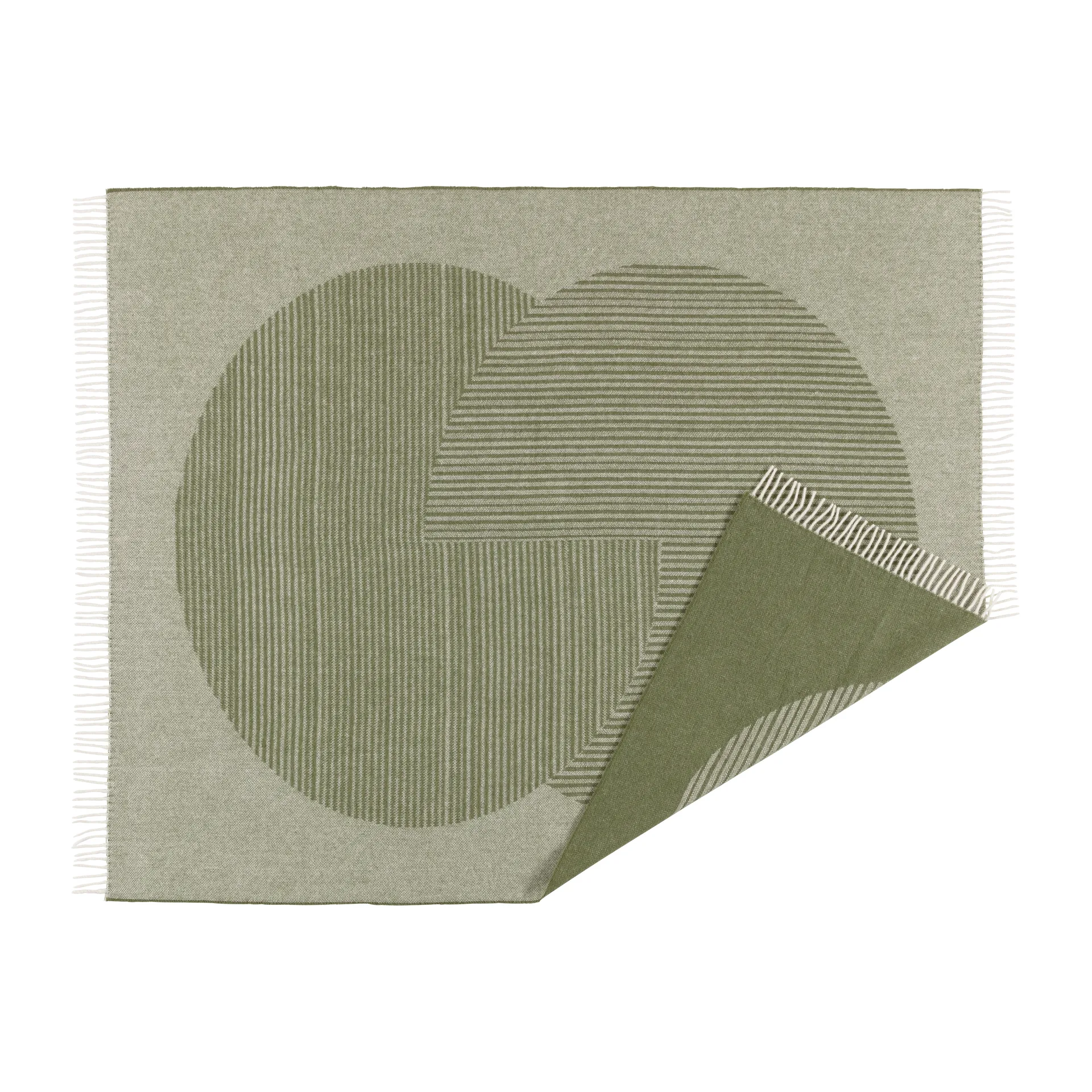 Circles 相交圆编织纹羊毛毯 130x185 cm, 绿色 NJRD