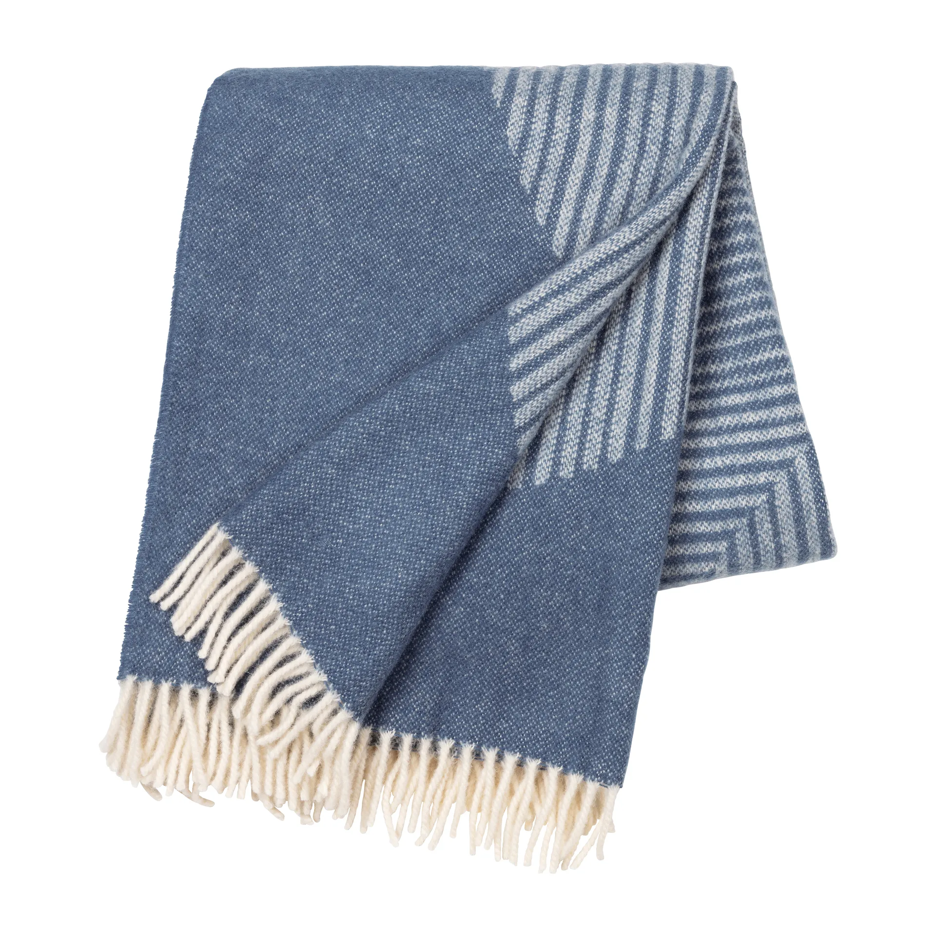 Circles 相交圆编织纹羊毛毯 130x185 cm, 蓝色 NJRD