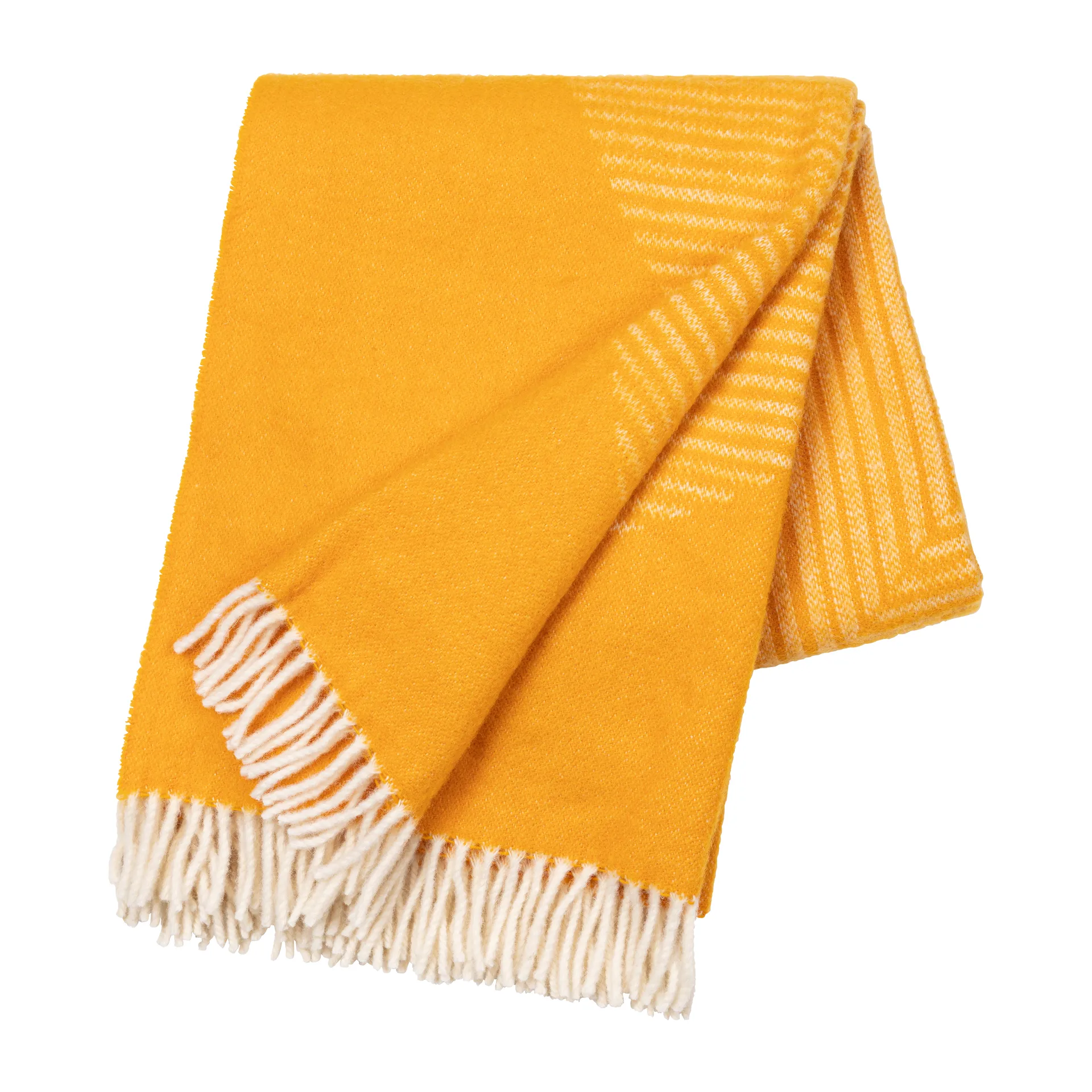 Circles 相交圆编织纹羊毛毯 130x185 cm, 黄色 NJRD