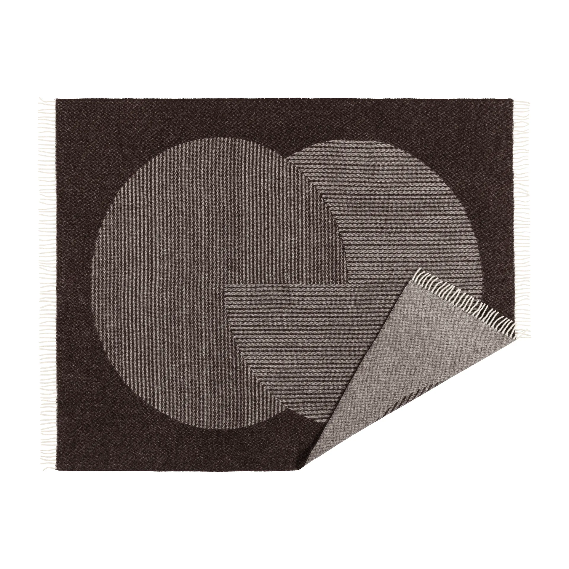 Circles 相交圆编织纹羊毛毯 130x185 cm, 棕色 NJRD