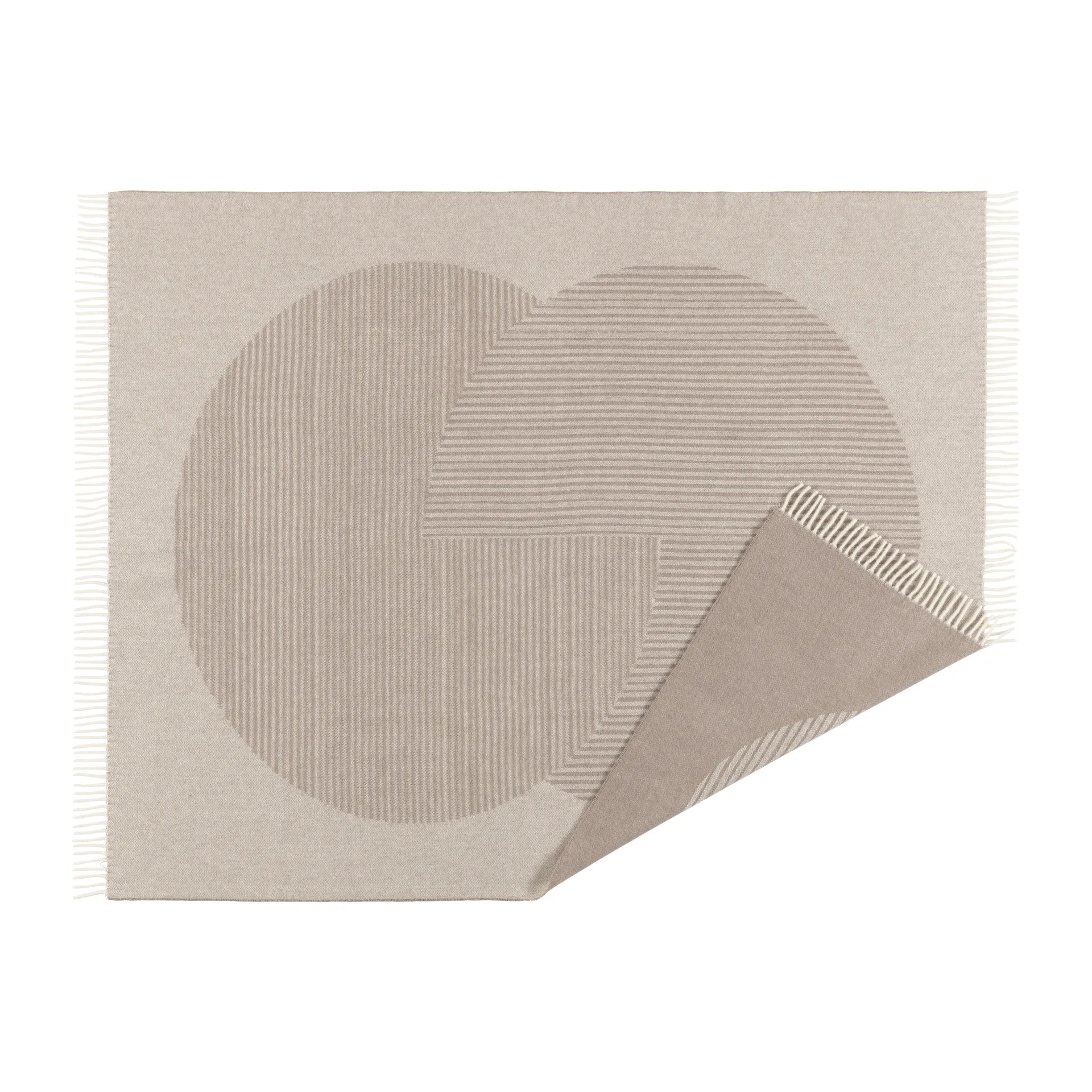 Circles 相交圆编织纹羊毛毯 130x185 cm, 米色 NJRD