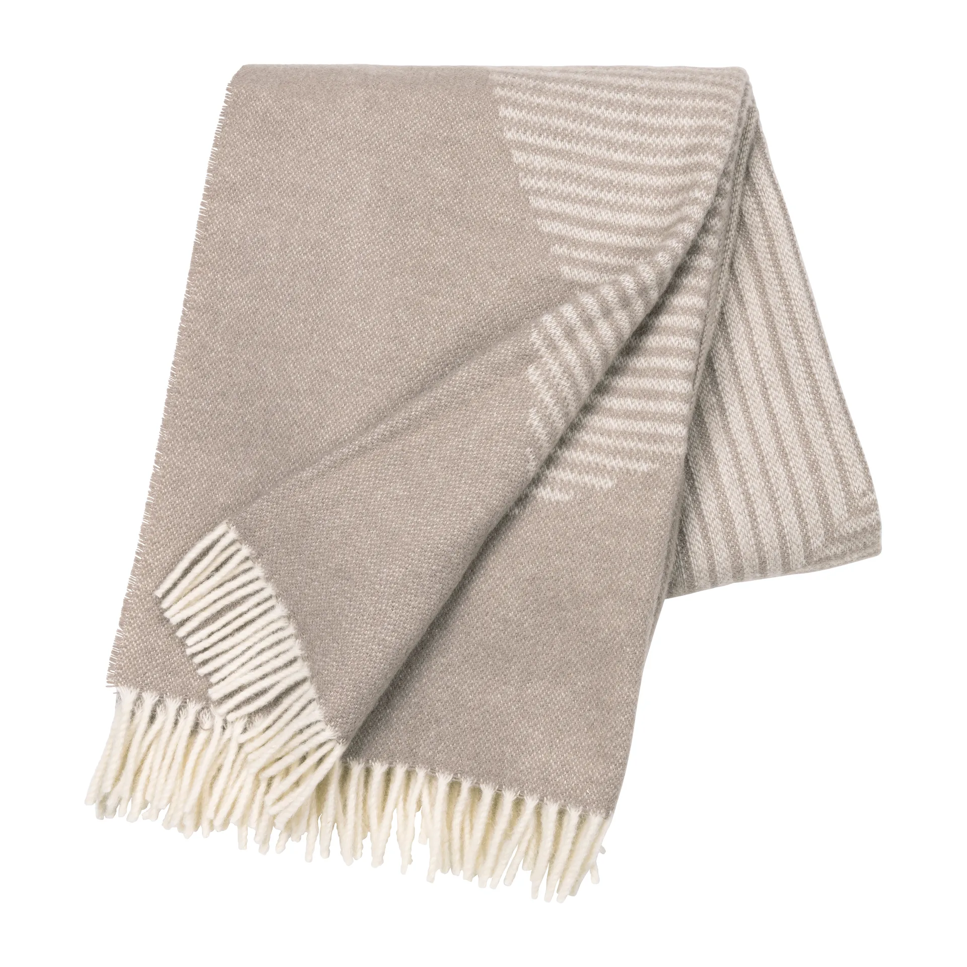 Circles 相交圆编织纹羊毛毯 130x185 cm, 米色 NJRD