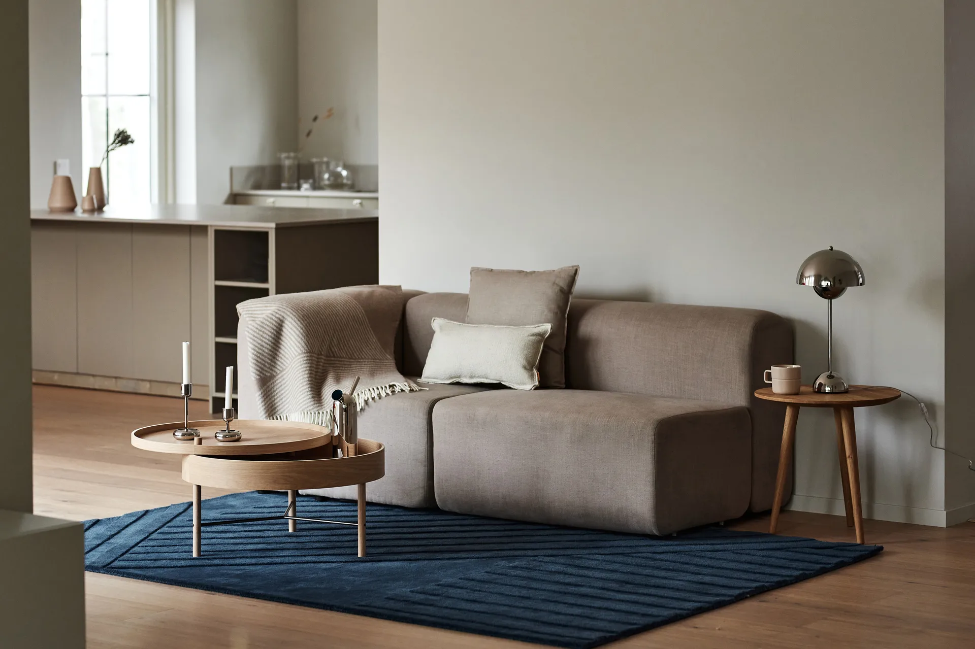 Levels 羊毛地毯 条纹几何 深蓝色, 170x240 cm NJRD