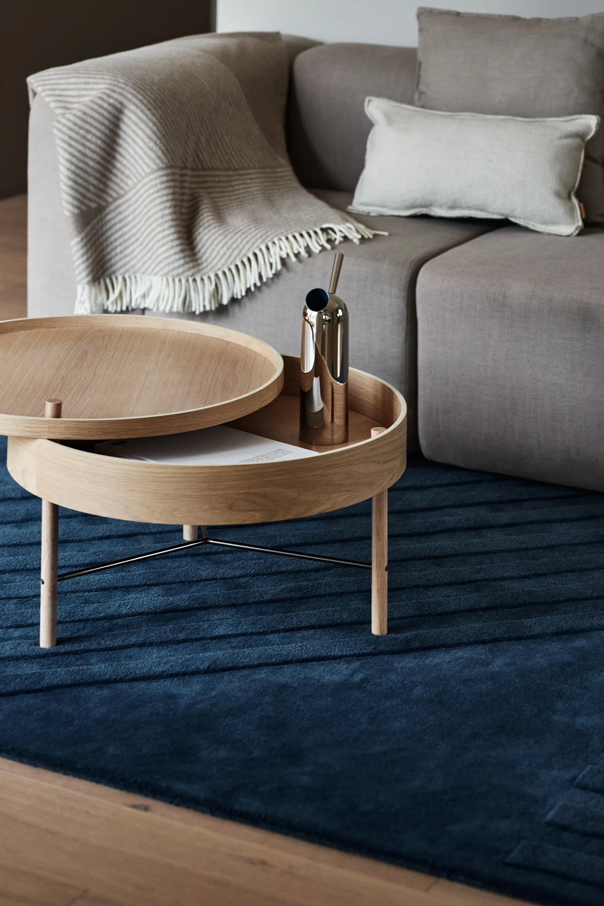 Levels 羊毛地毯 条纹几何 深蓝色, 170x240 cm NJRD