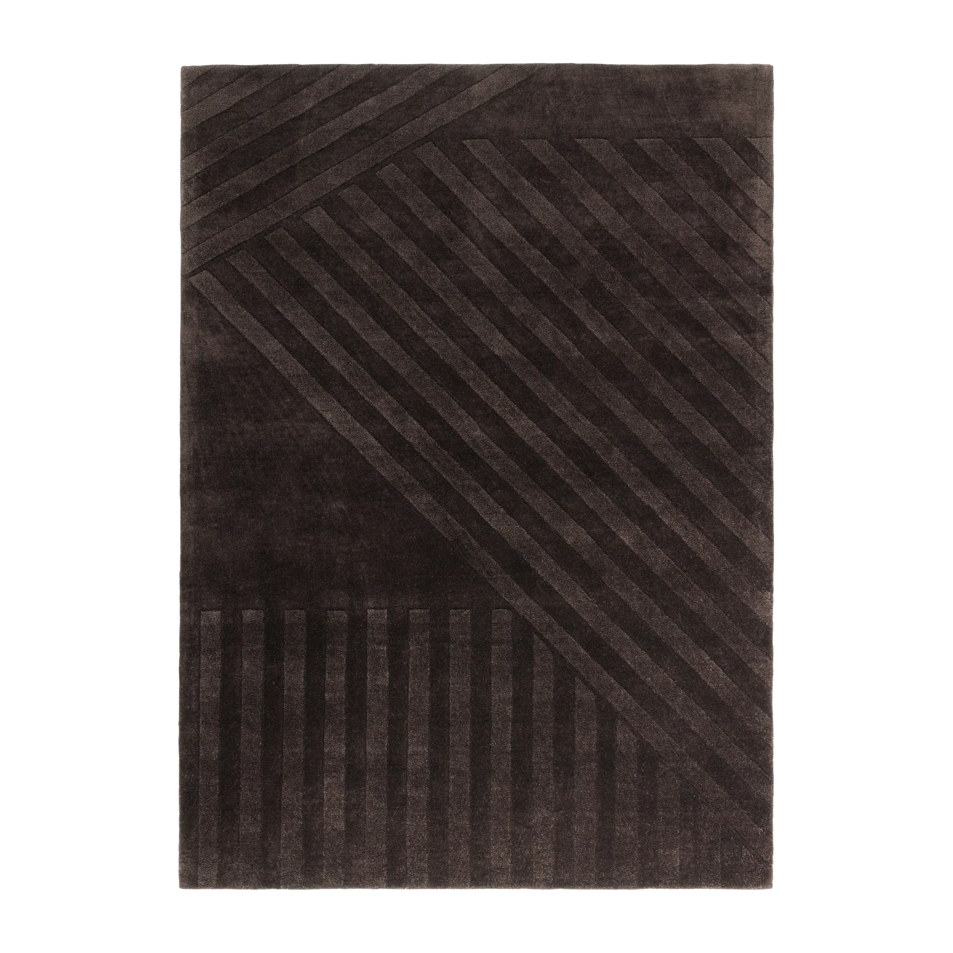 Levels Stripes 羊毛地毯, Brown, 170x240 cm NJRD