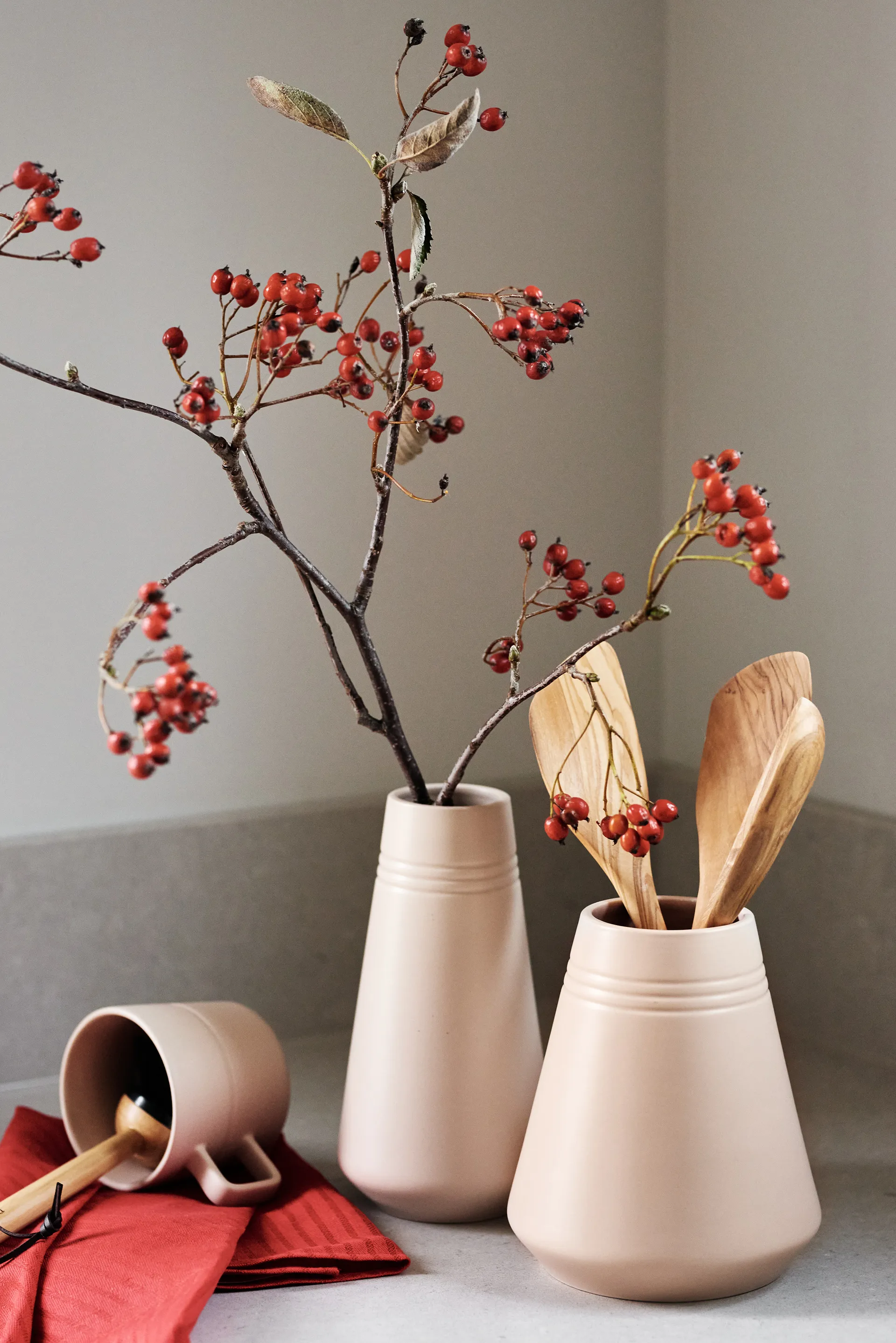 Lines 花瓶/摆件 22 cm, 米色 NJRD