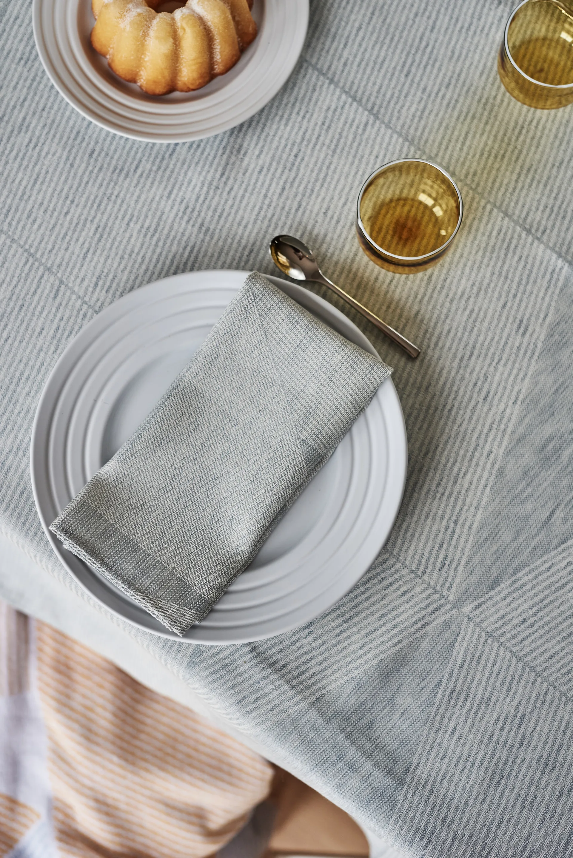 Metric 几何编织餐巾布 47x47 cm 四件套装, 蓝色-白色 NJRD