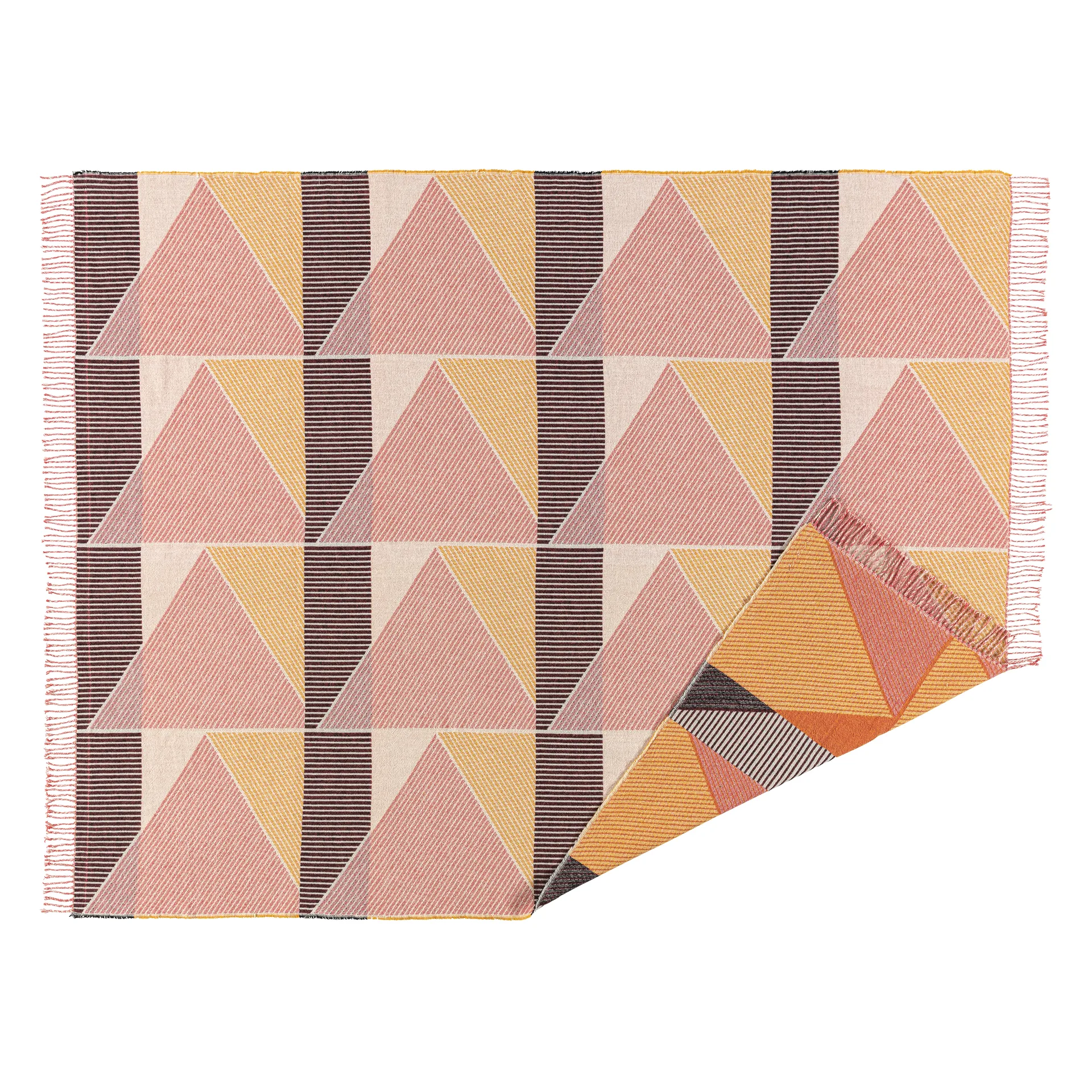 Metric 几何编织棉毯 No.1, 粉色 NJRD