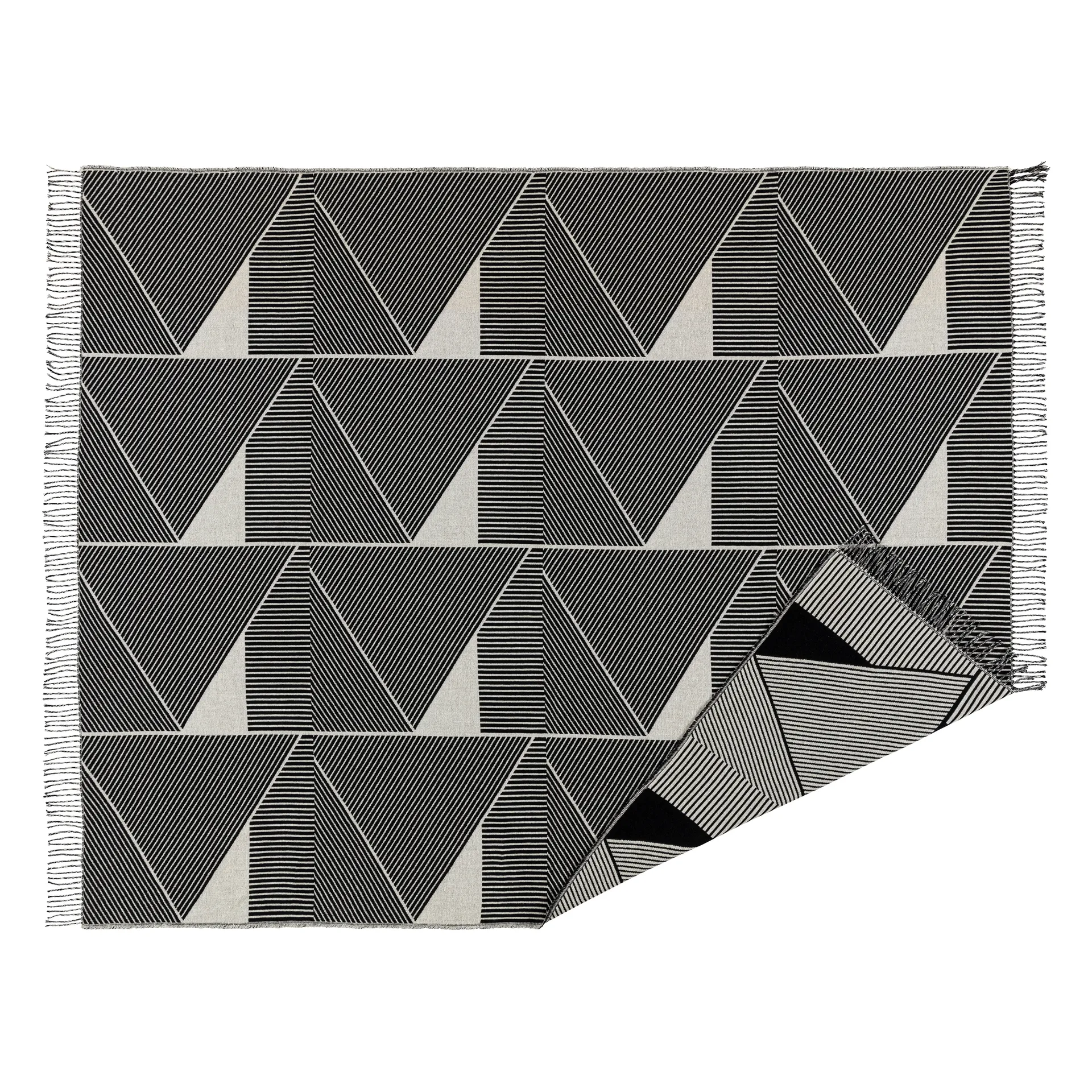 Metric 几何编织棉毯, 黑色 NJRD