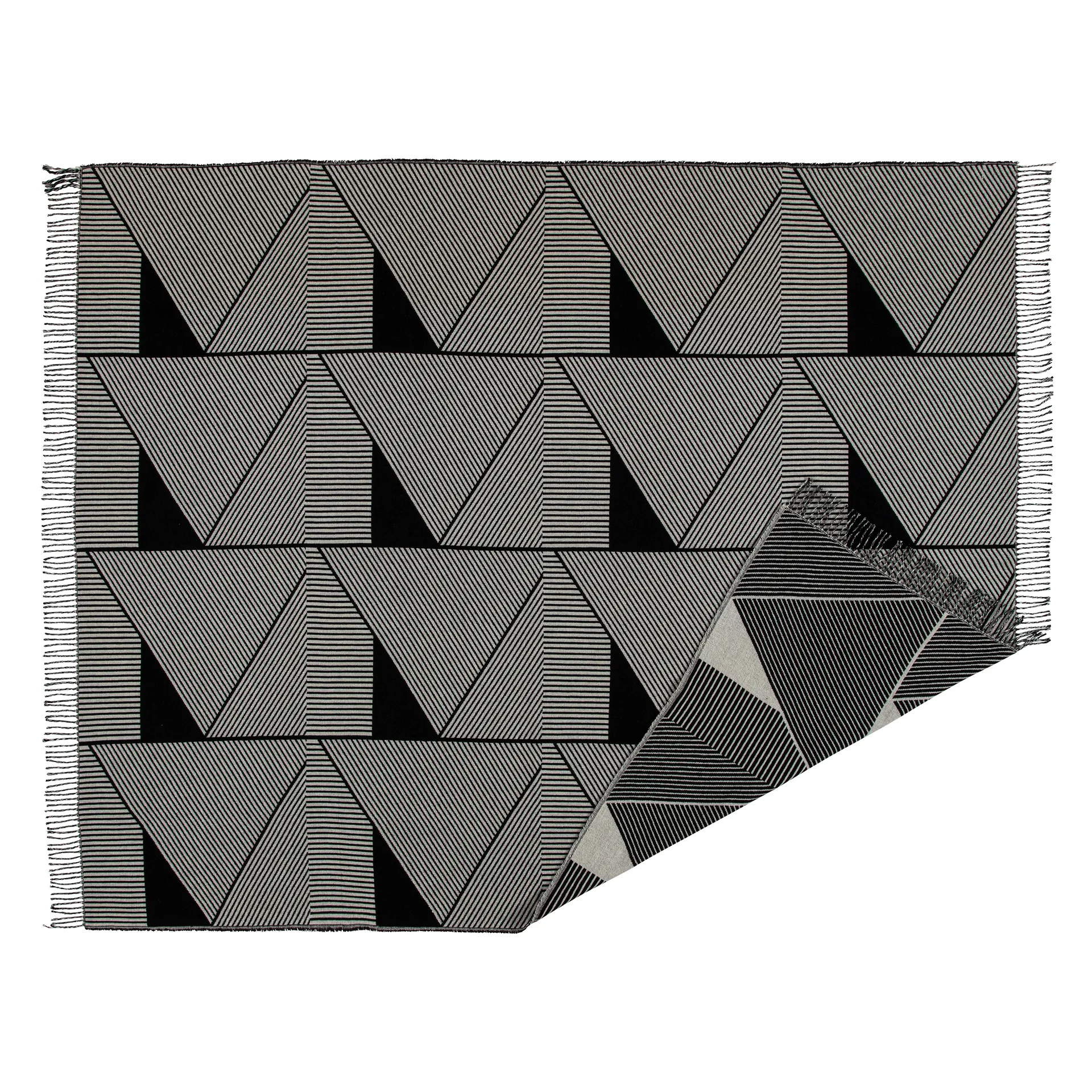 Metric 几何编织棉毯, 黑色 NJRD