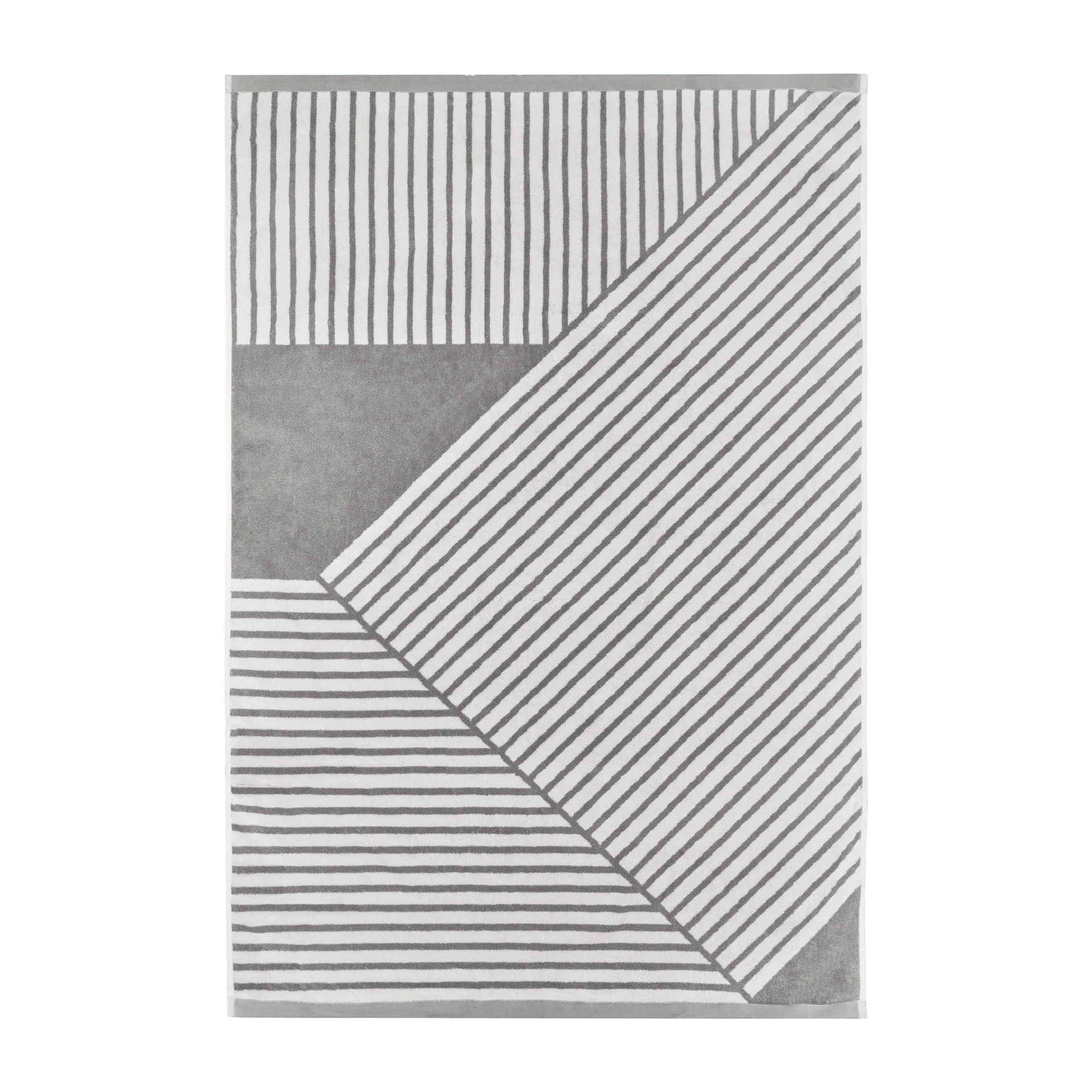 Stripes 条纹几何浴巾 100x150 cm, 灰色 NJRD