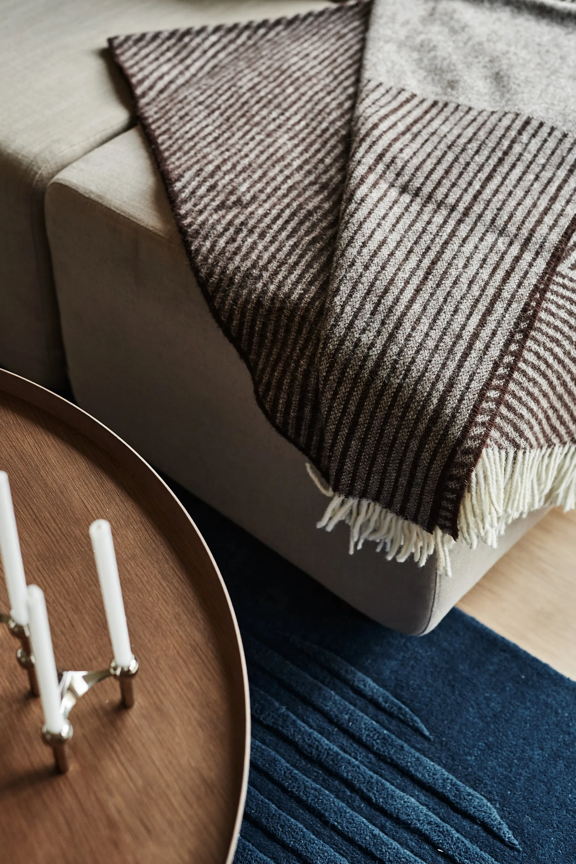 Stripes 条纹几何羊毛毯 130x185 cm, 棕色 NJRD