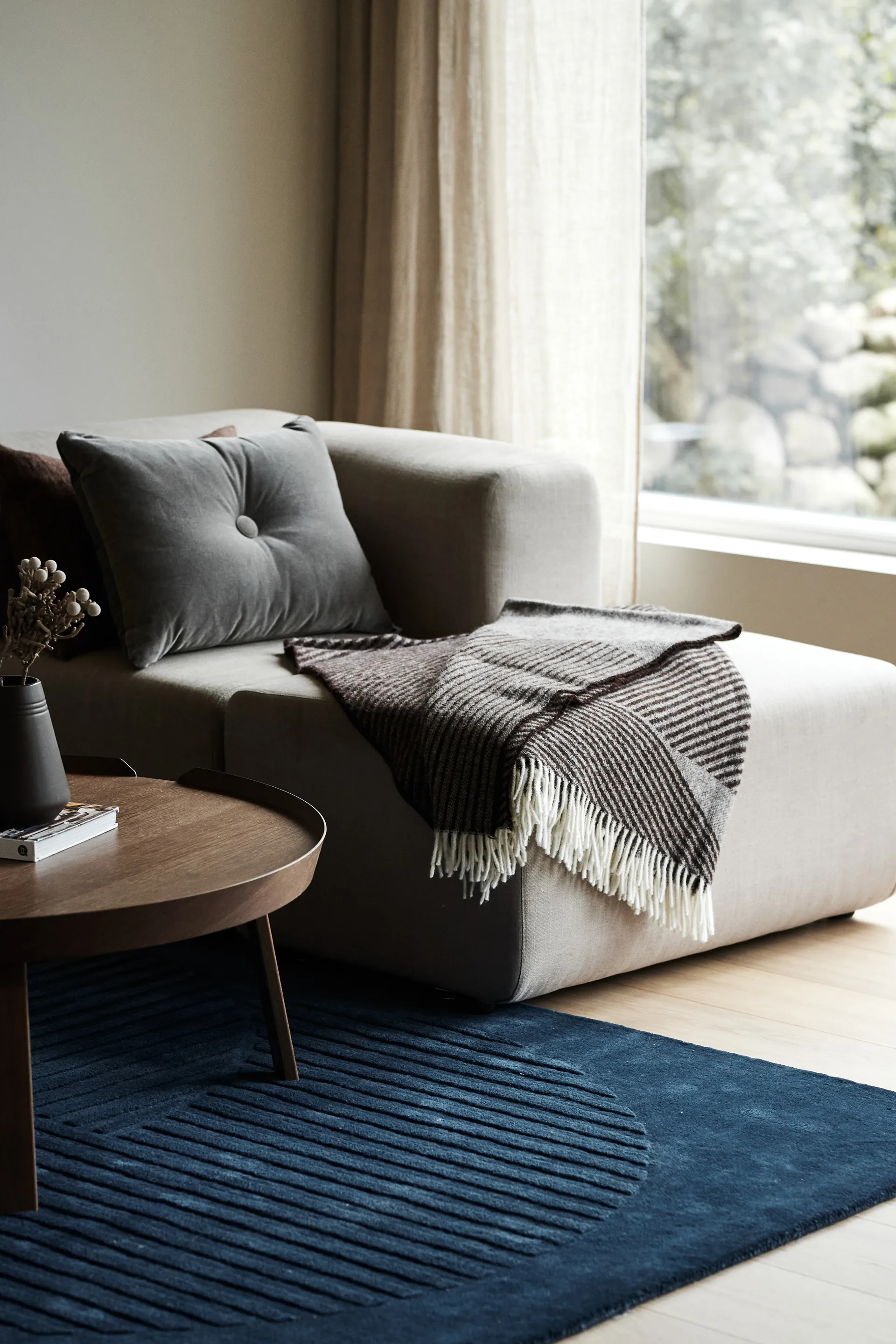 Stripes 条纹几何羊毛毯 130x185 cm, 棕色 NJRD