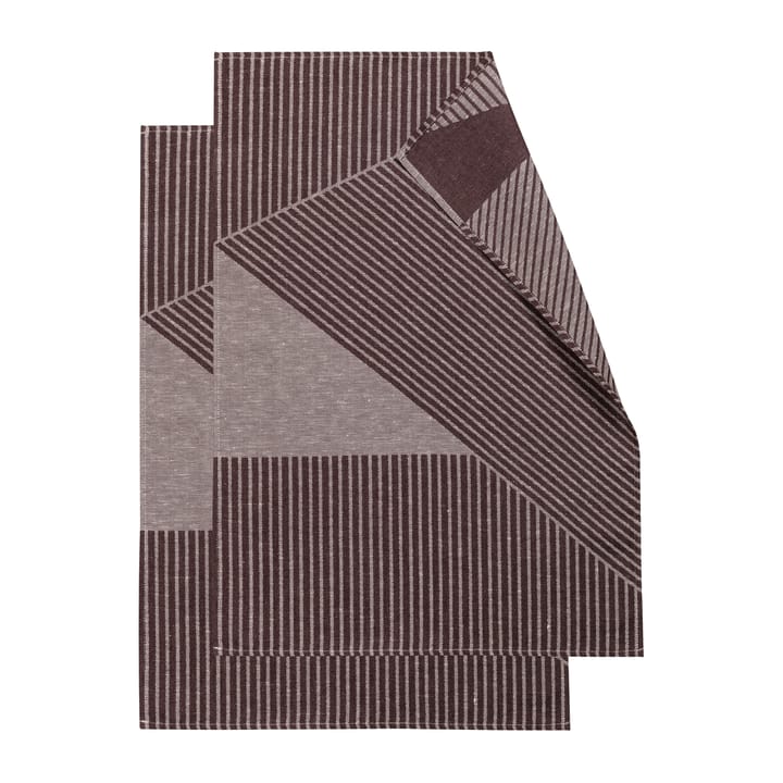 Stripes 条纹厨房巾  47x70 cm 两件套装 - 棕色-白色 - NJRD