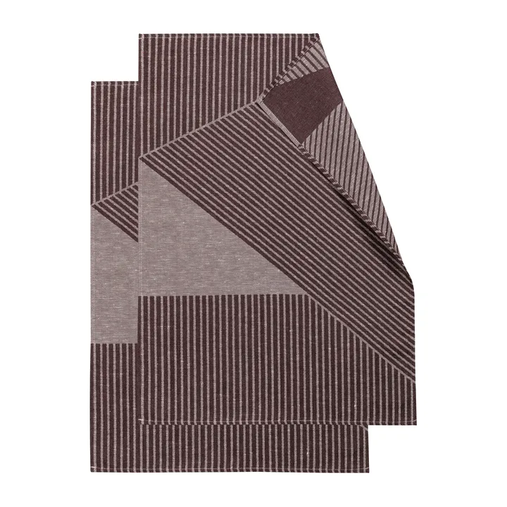 Stripes 厨房巾47x70cm2件装 - 棕色_白色 - NJRD