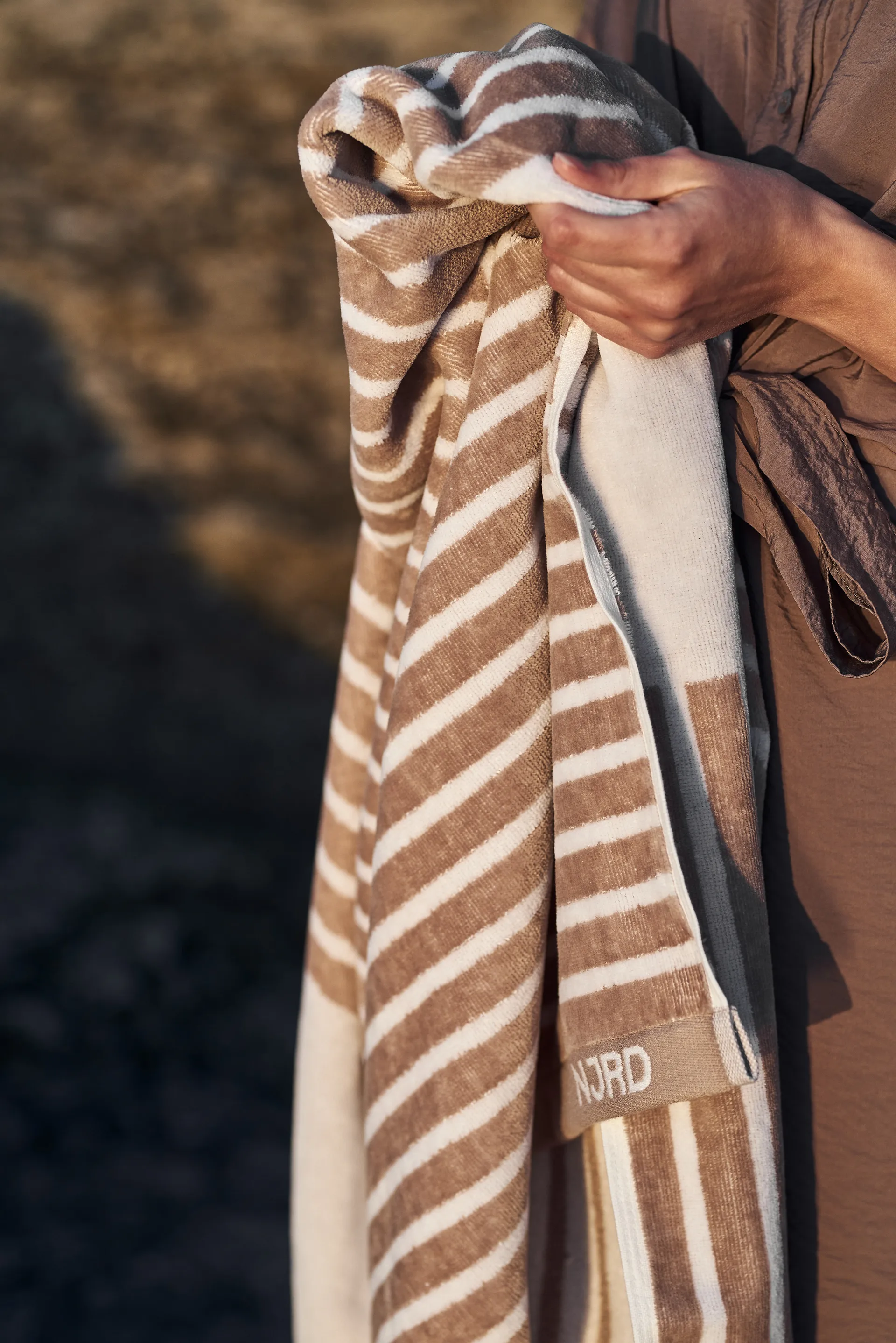 Stripes 条纹浴巾 70x140 cm, 米色 NJRD