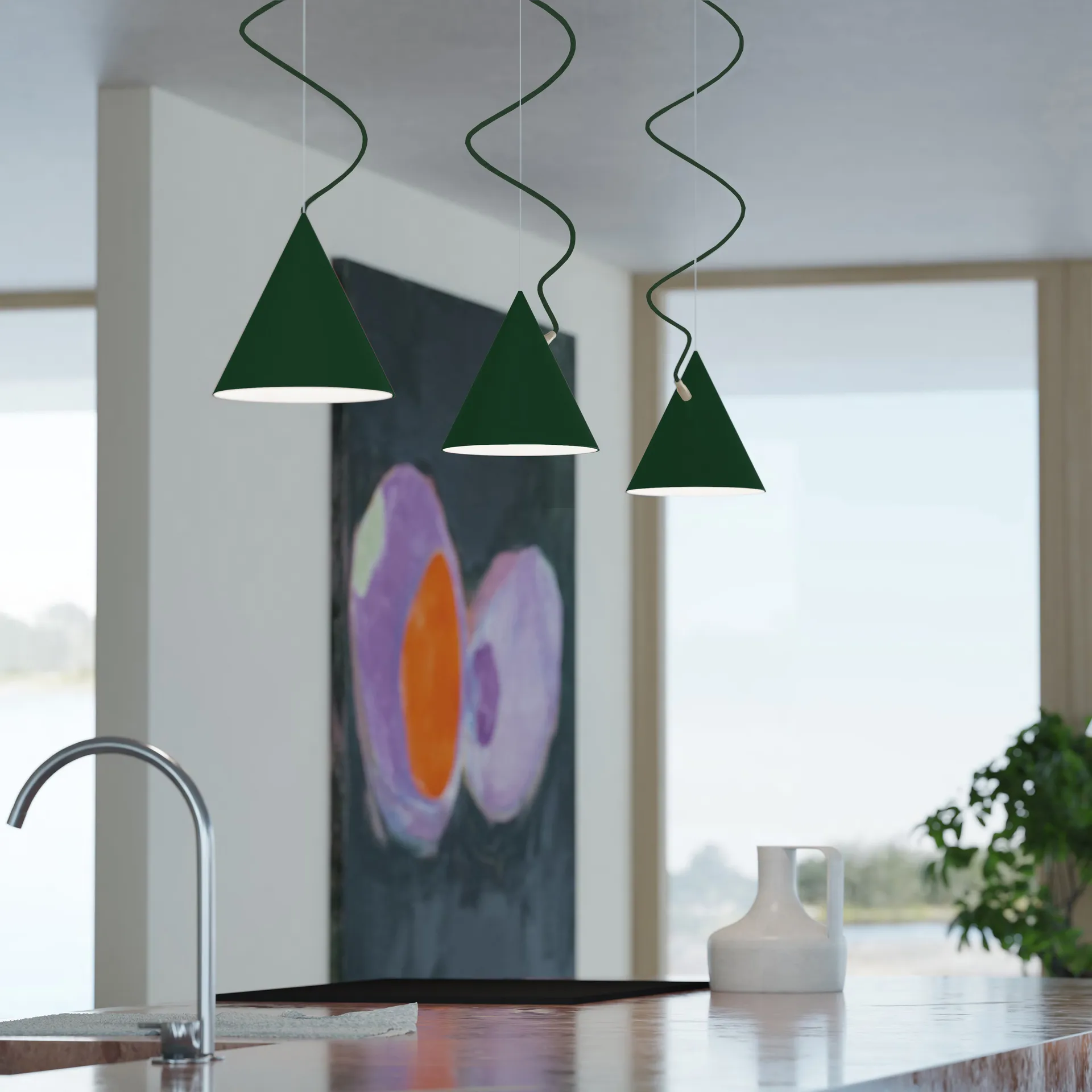 Castor 吊灯 20 cm, 英国赛车绿绿色-深绿-黄铜 Noon