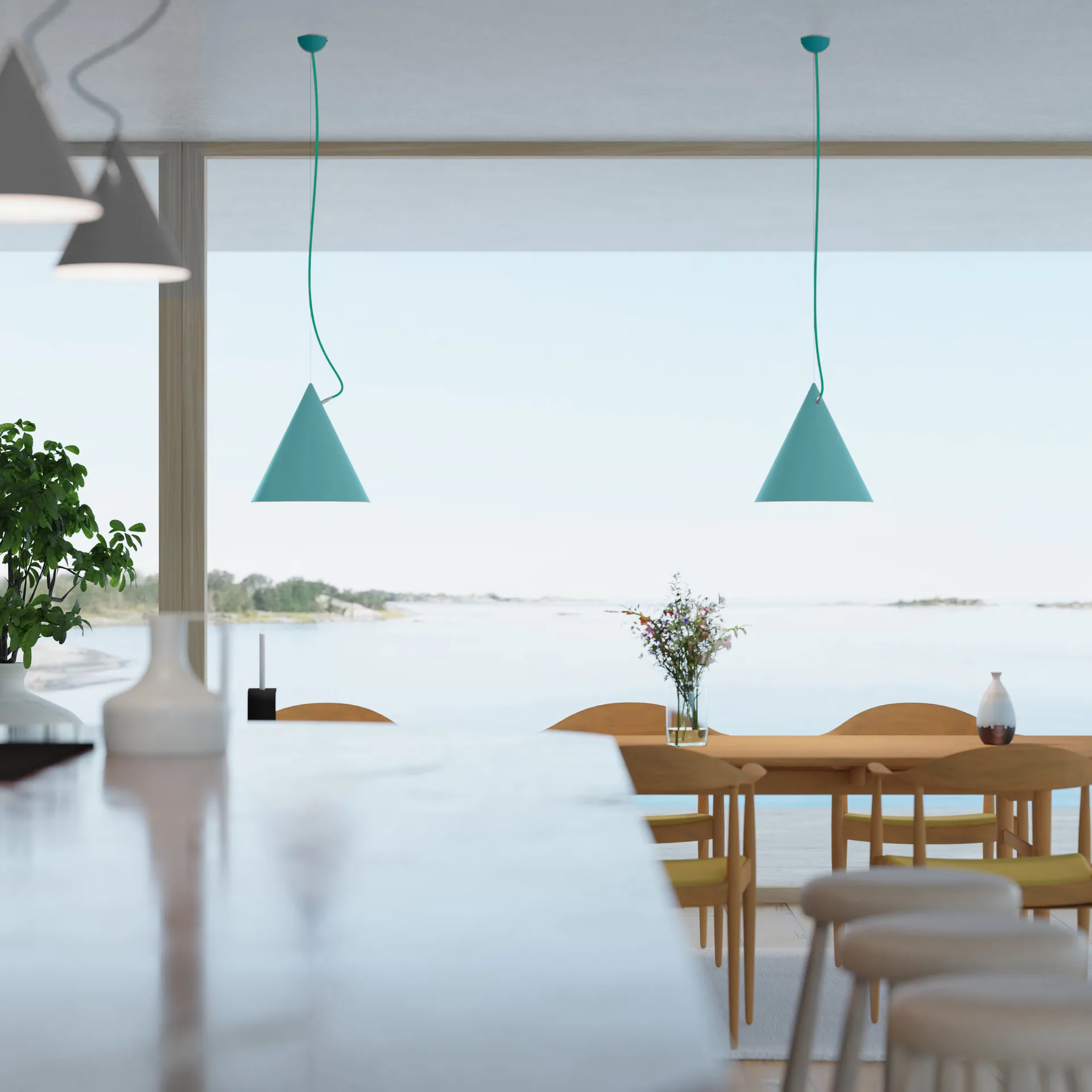 Castor 吊灯 40 cm, 松石绿-松石绿-银色 Noon