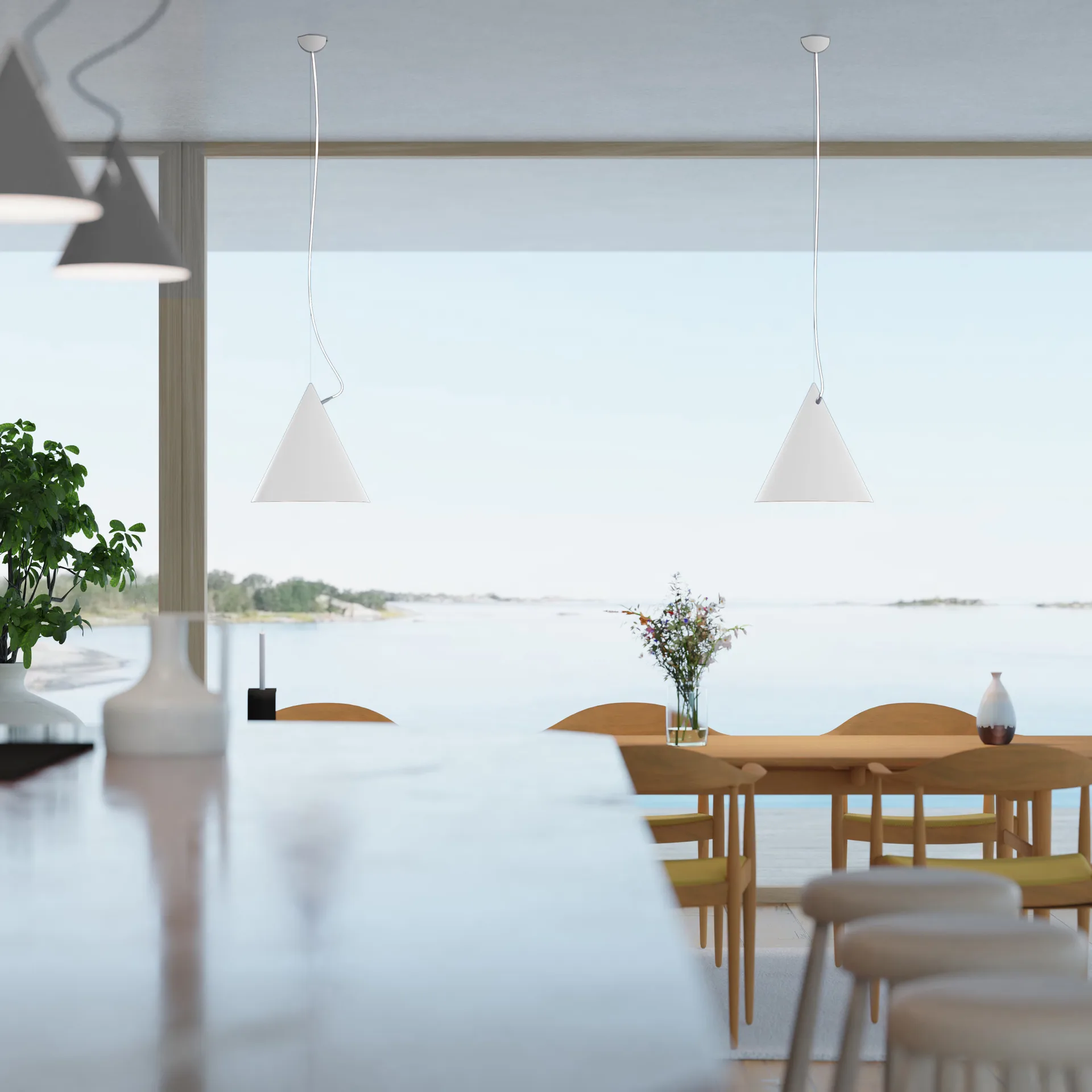 Castor 吊灯 40 cm, 白色-白色-银色 Noon