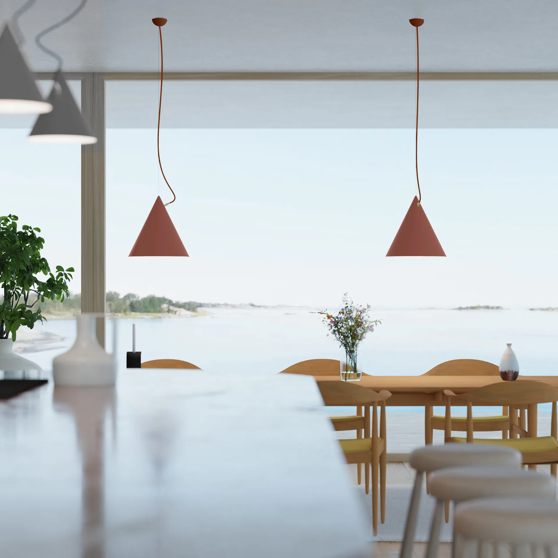 Castor 吊灯 40 cm, 波尔多红-深红-黄铜 Noon