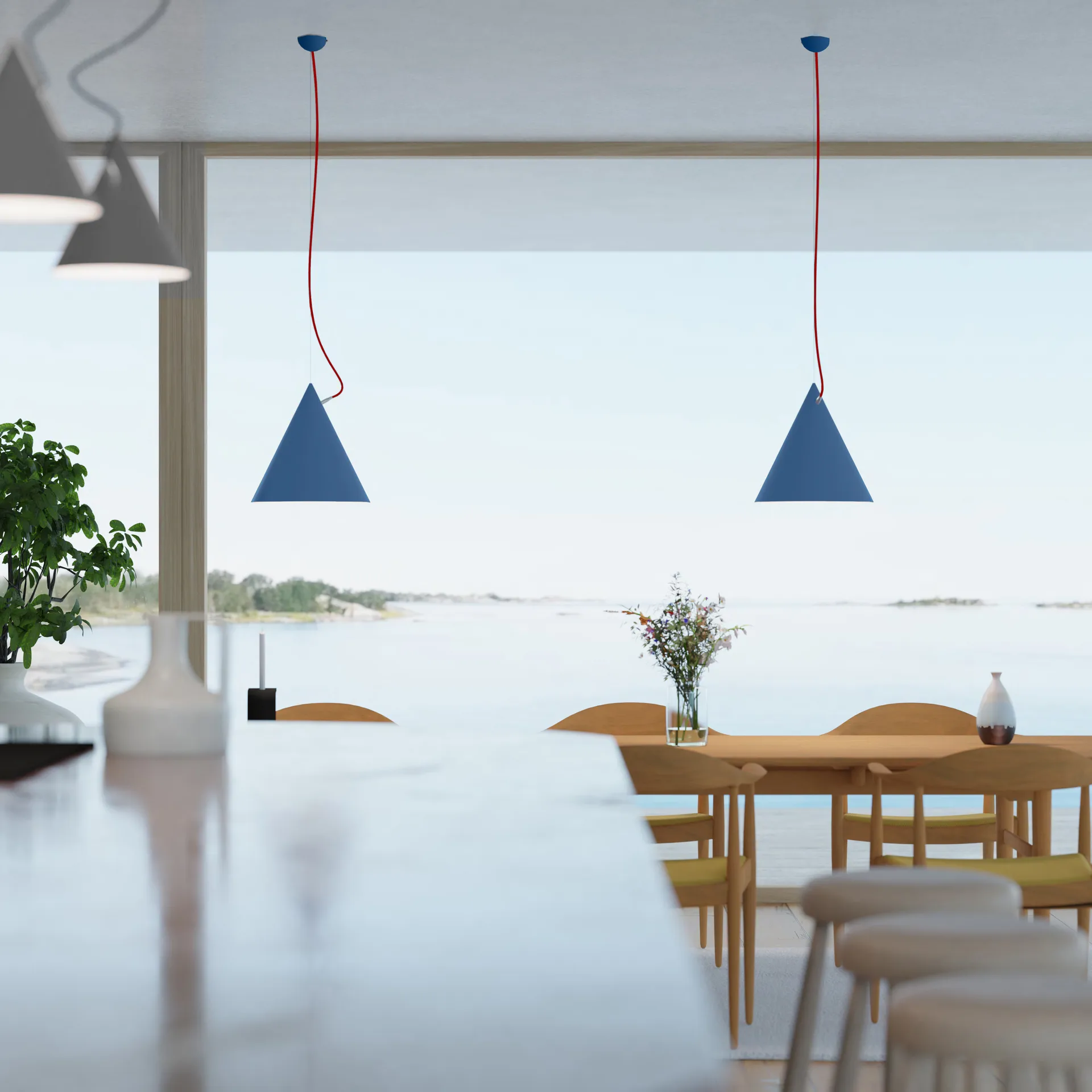 Castor 吊灯 40 cm, 透明 蓝色-红色-银色 Noon