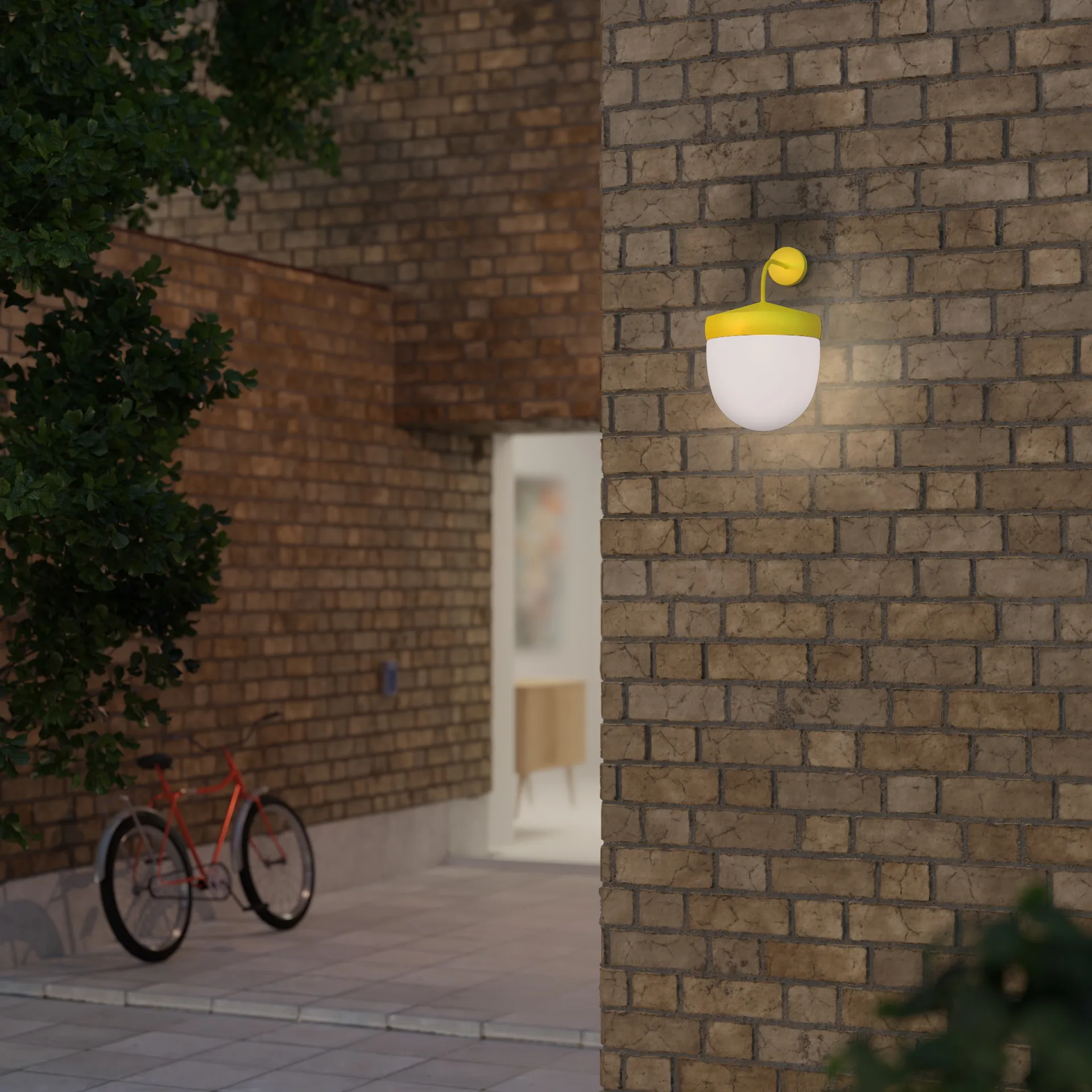 Pan 壁灯 frosted 30 cm, 黄色 Noon