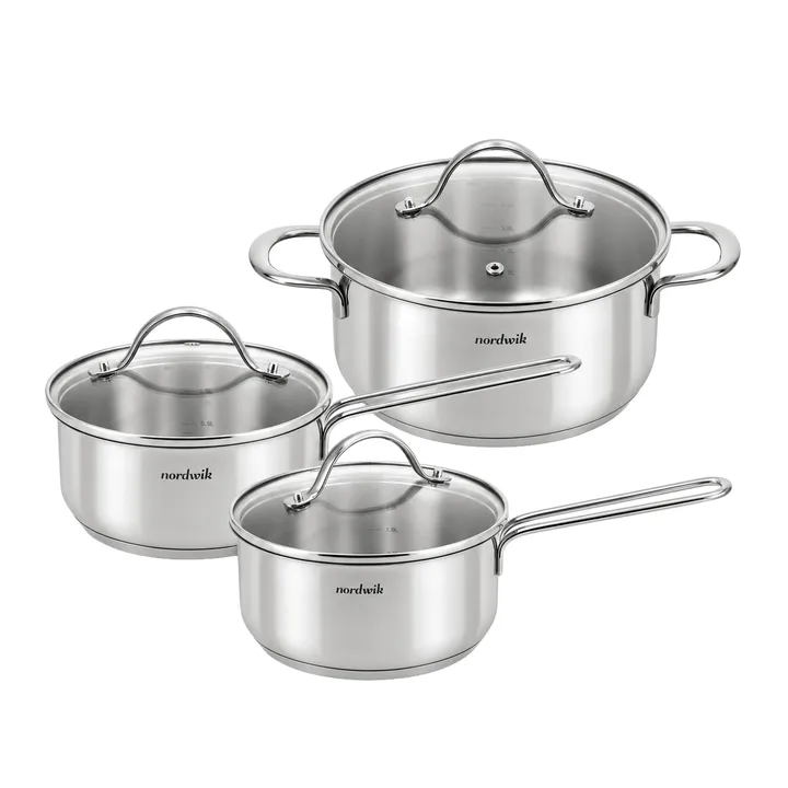 Nordwik锅具套装带玻璃盖 - 3件装 - Nordwik