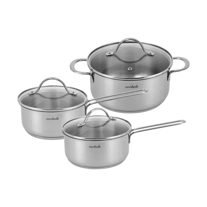 Nordwik锅具套装带玻璃盖 - 3件装 - Nordwik