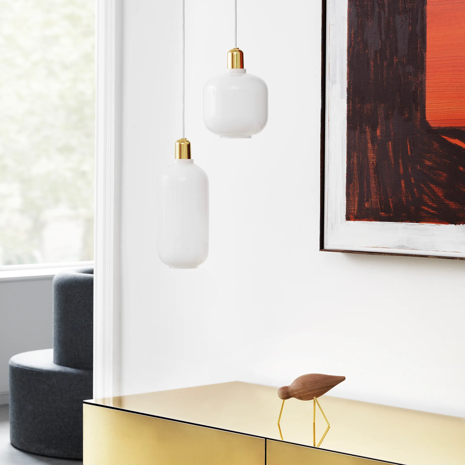 Amp 灯 小, 白色-brass Normann Copenhagen