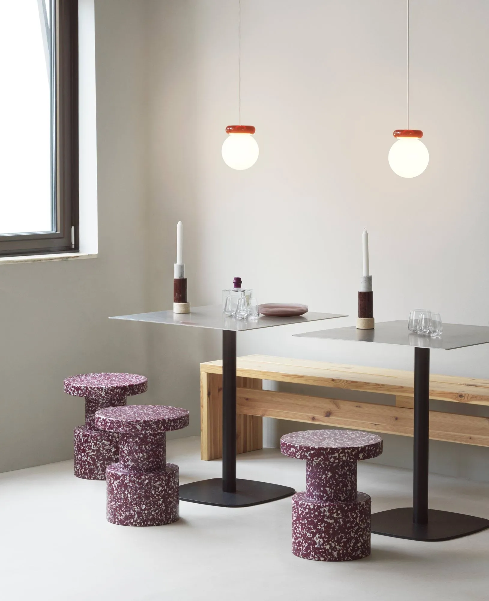 Bit像素系列 吧台凳 丹麦设计, 酒红色 Normann Copenhagen