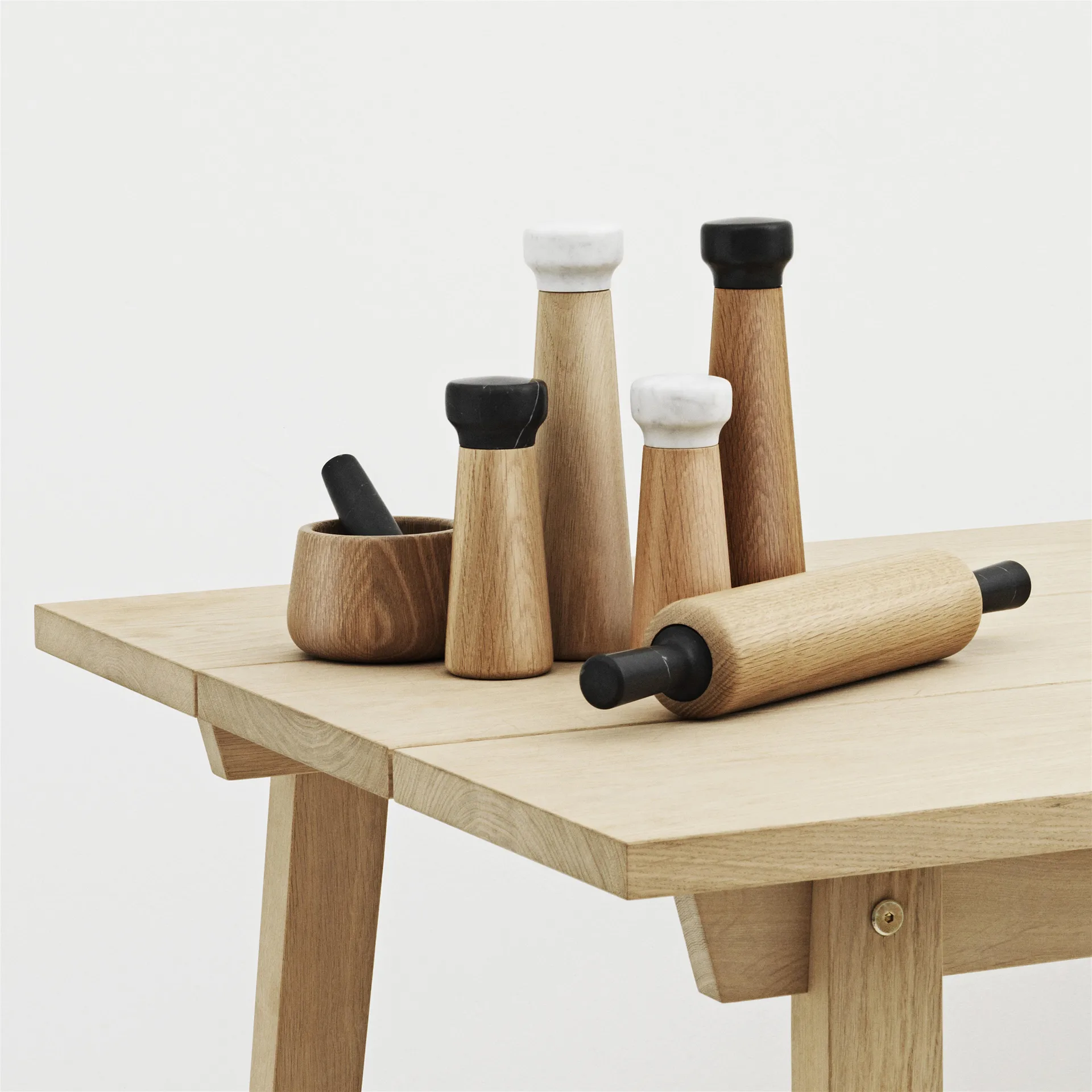 Craft 盐 研磨器oak-white marble, small Normann Copenhagen