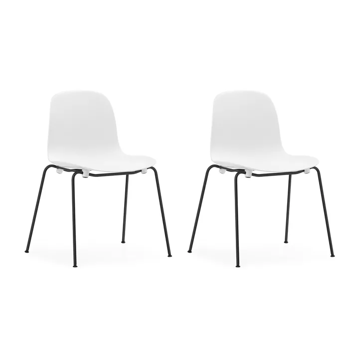 Form 可堆叠的椅子，2条黑腿，白色 - Normann Copenhagen