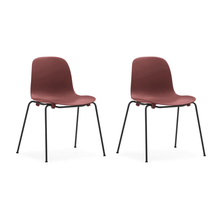 Form 可堆叠的椅子，2条黑腿，红色 - Normann Copenhagen