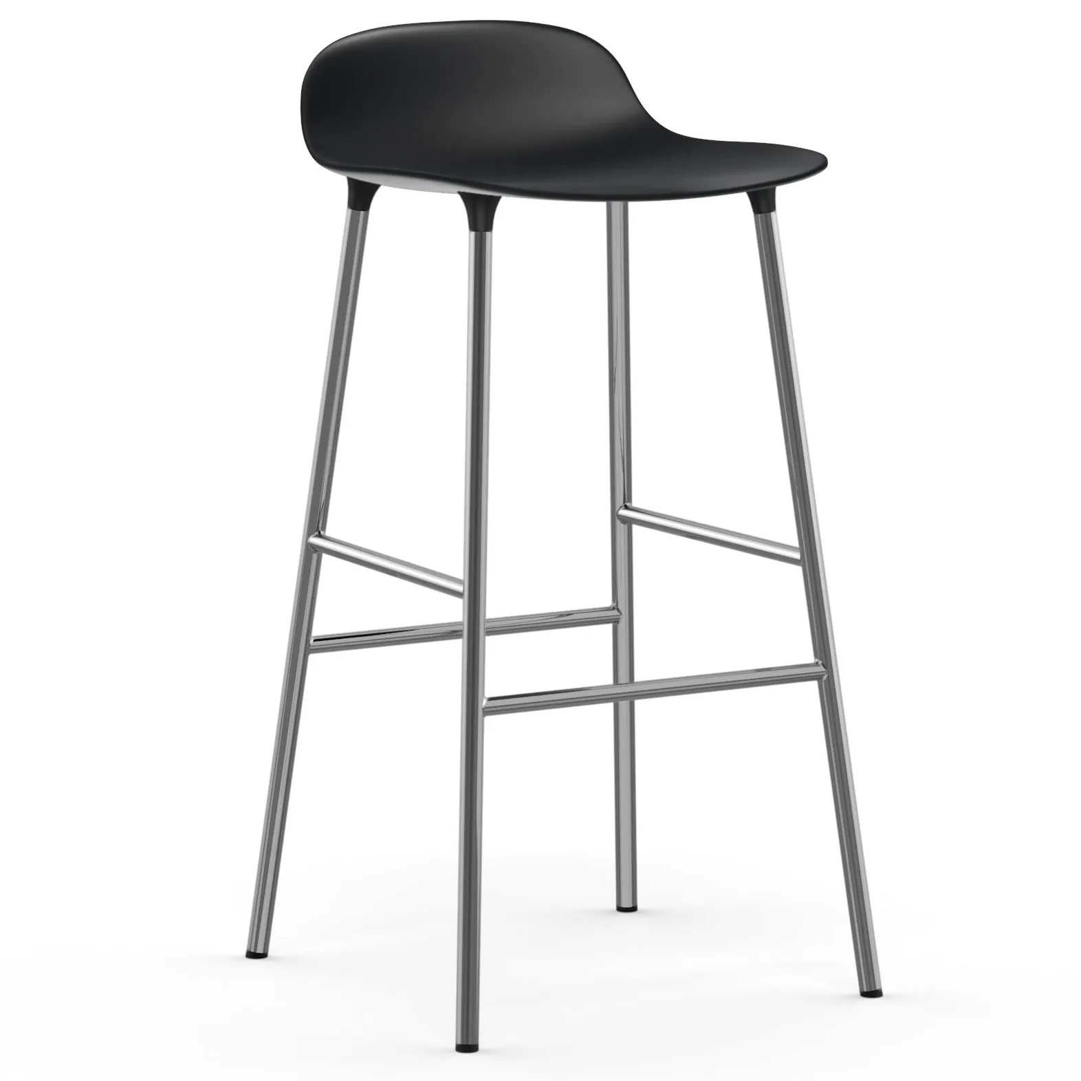 Form 吧台椅 镀铬椅腿75cm, 黑色 Normann Copenhagen