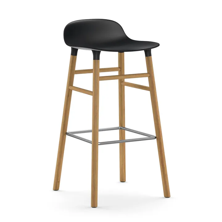 Form 吧台椅 橡木腿75cm - 黑色 - Normann Copenhagen