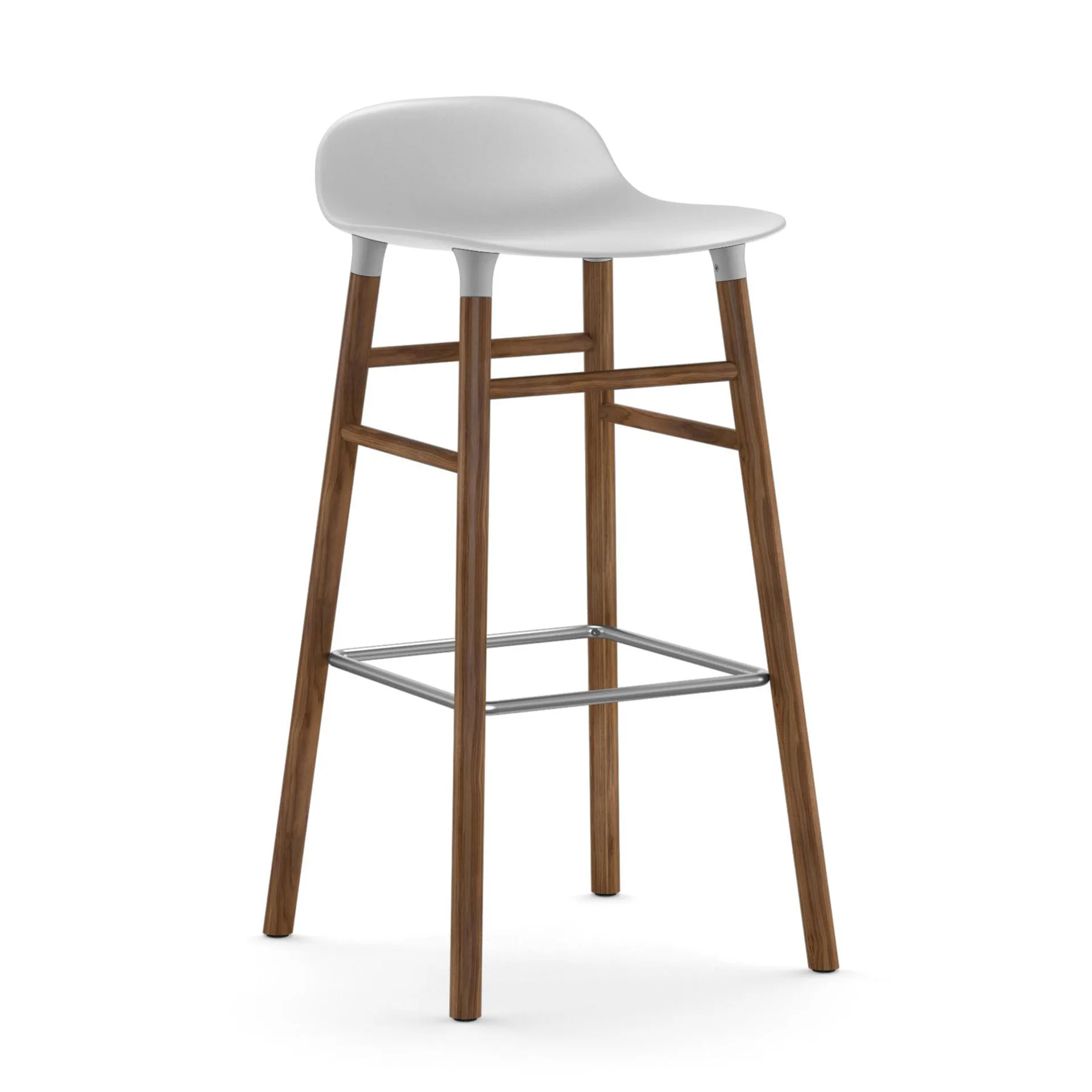 Form 吧台椅 胡桃木腿75cm, 白色 Normann Copenhagen
