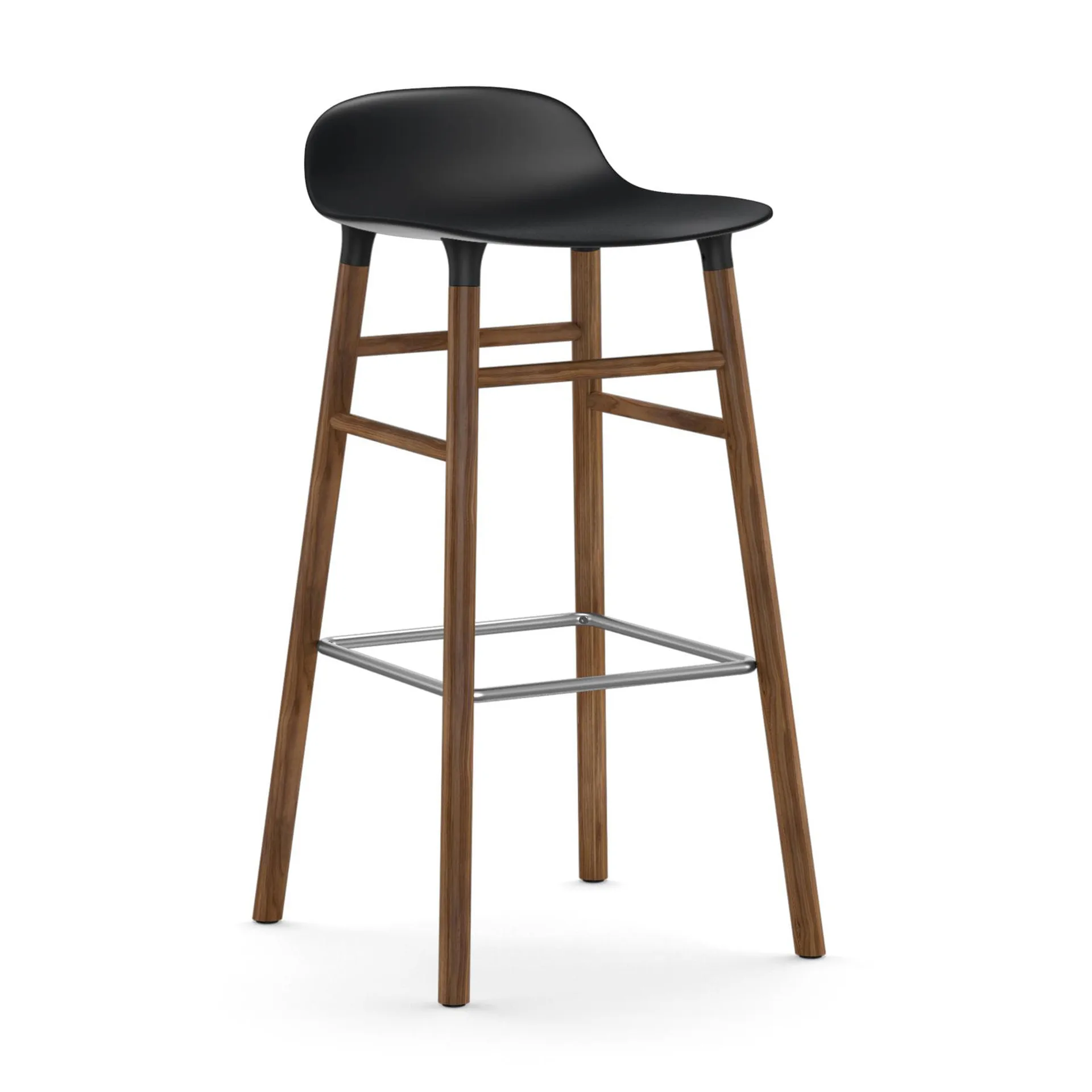 Form 吧台椅 胡桃木腿75cm, 黑色 Normann Copenhagen