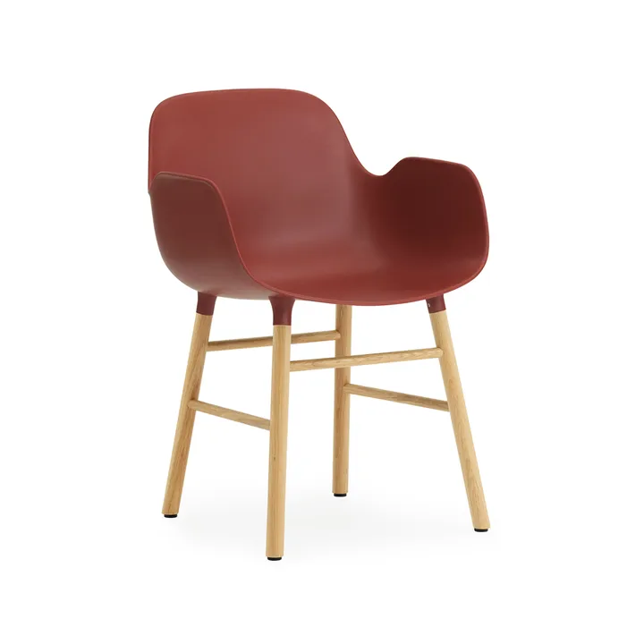 Form 扶手椅 - 红色_橡木椅腿 - Normann Copenhagen