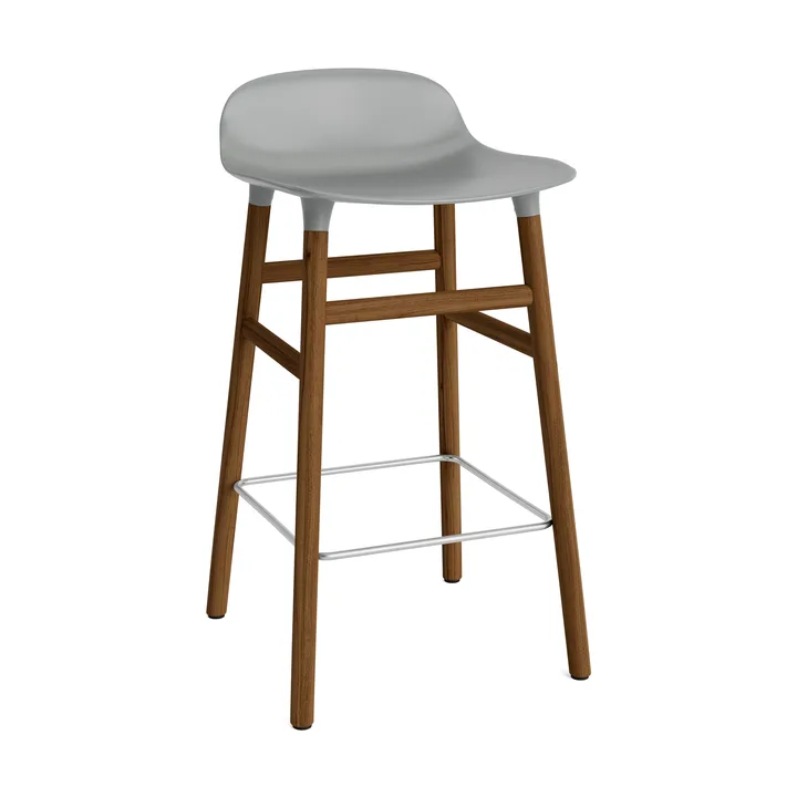 Form 吧台椅 胡桃木腿 - 灰色 - Normann Copenhagen