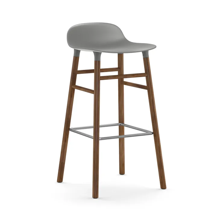 Form 吧台椅 胡桃木腿 - 灰色 - Normann Copenhagen
