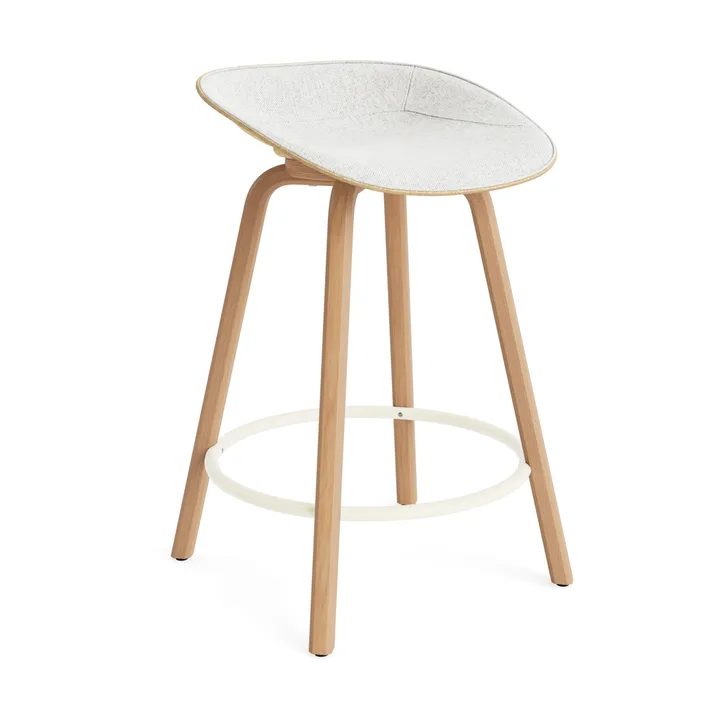 Mat 高脚凳 前饰面软包 65cm - Hallingdal 110_麻色_山毛榉_奶油色钢材 - Normann Copenhagen