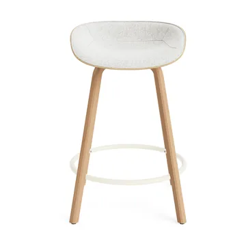 Mat 高脚凳 前饰面软包 65cm - Hallingdal 110_麻色_山毛榉_奶油色钢材 - Normann Copenhagen