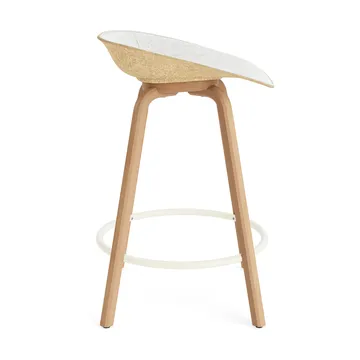 Mat 高脚凳 前饰面软包 65cm - Hallingdal 110_麻色_山毛榉_奶油色钢材 - Normann Copenhagen