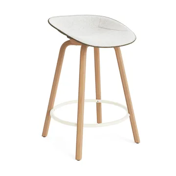 Mat 高脚凳 前饰面软包 65cm - Hallingdal 110_海藻色_山毛榉_奶油色钢材 - Normann Copenhagen