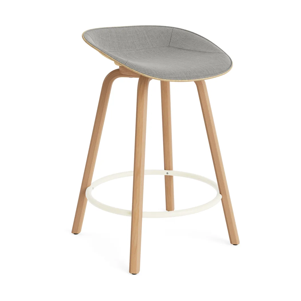 Mat 高脚凳 前饰面软包 65cm, Remix 133_麻色_山毛榉_奶油色钢材 Normann Copenhagen