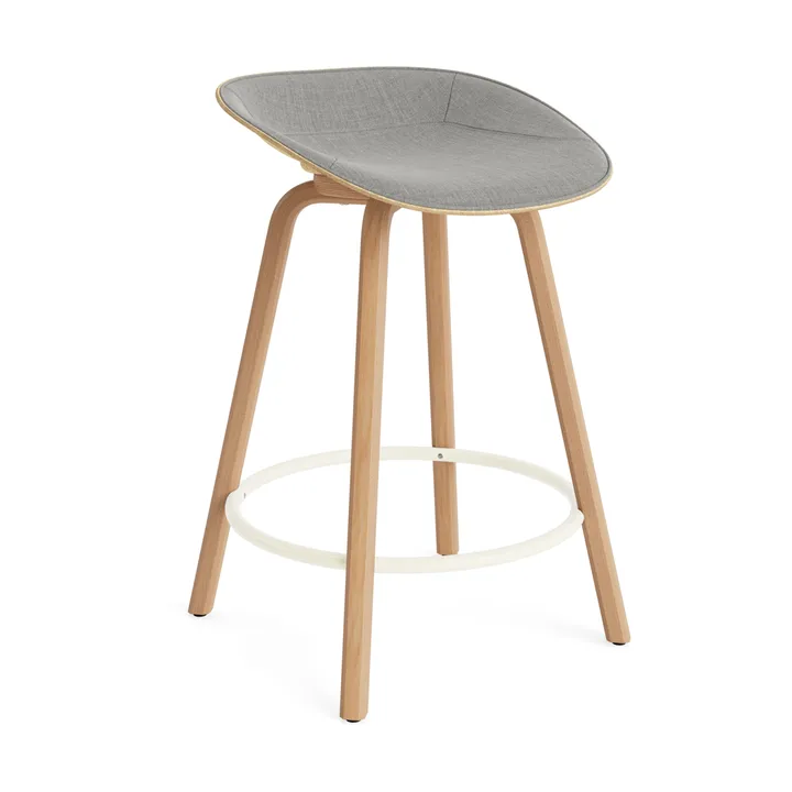 Mat 高脚凳 前饰面软包 65cm - Remix 133_麻色_山毛榉_奶油色钢材 - Normann Copenhagen
